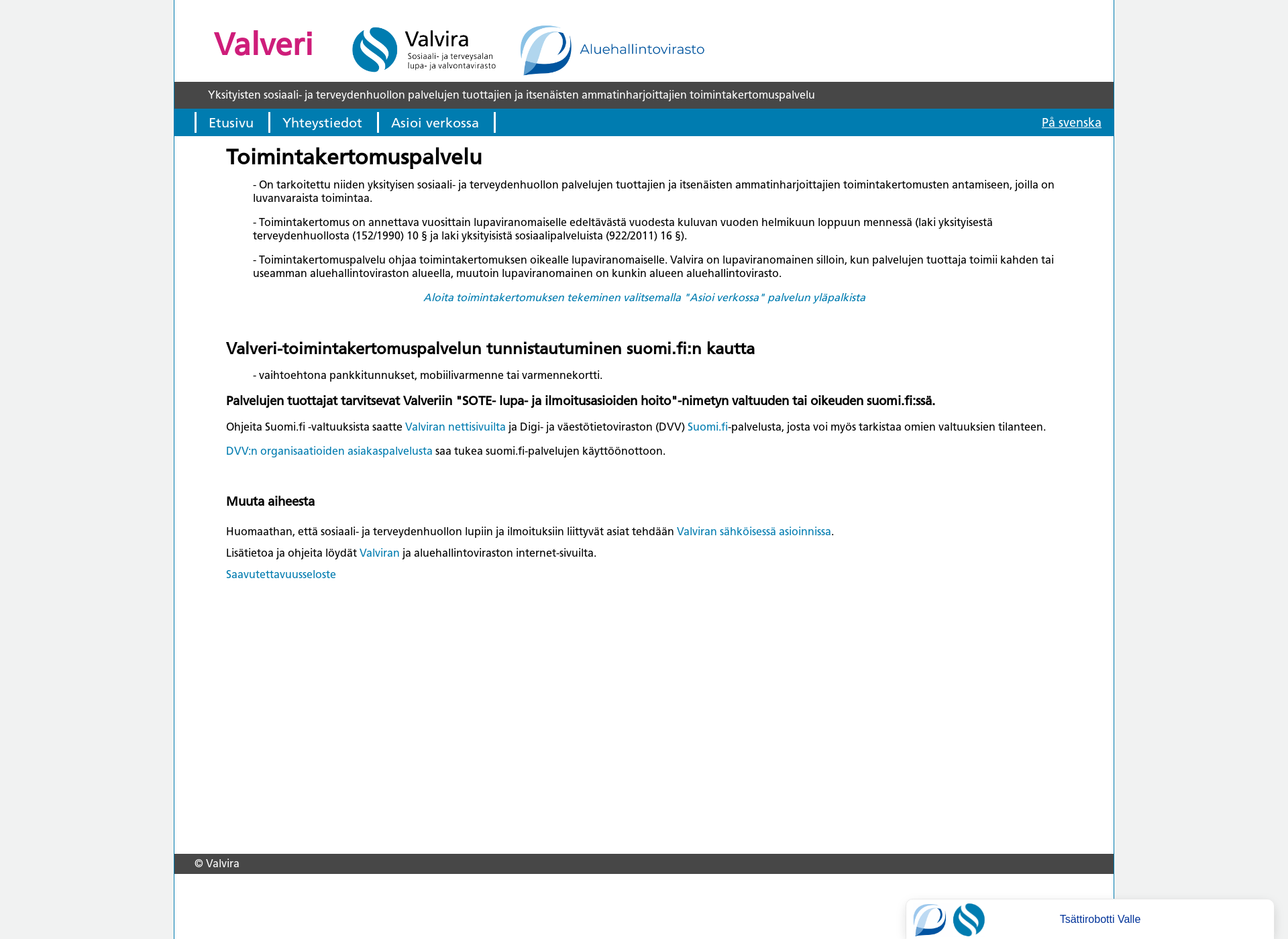 Screenshot for valveri.fi