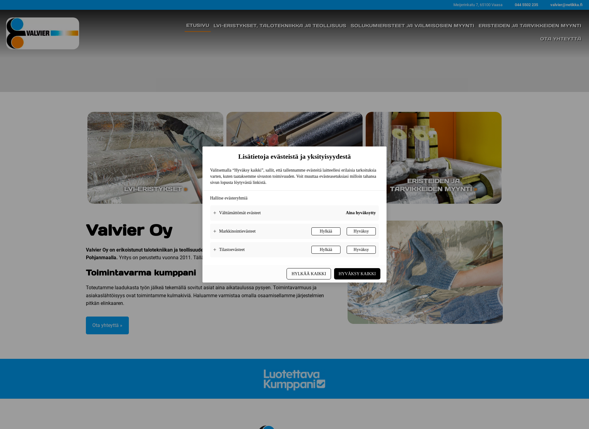 Screenshot for valvier.fi