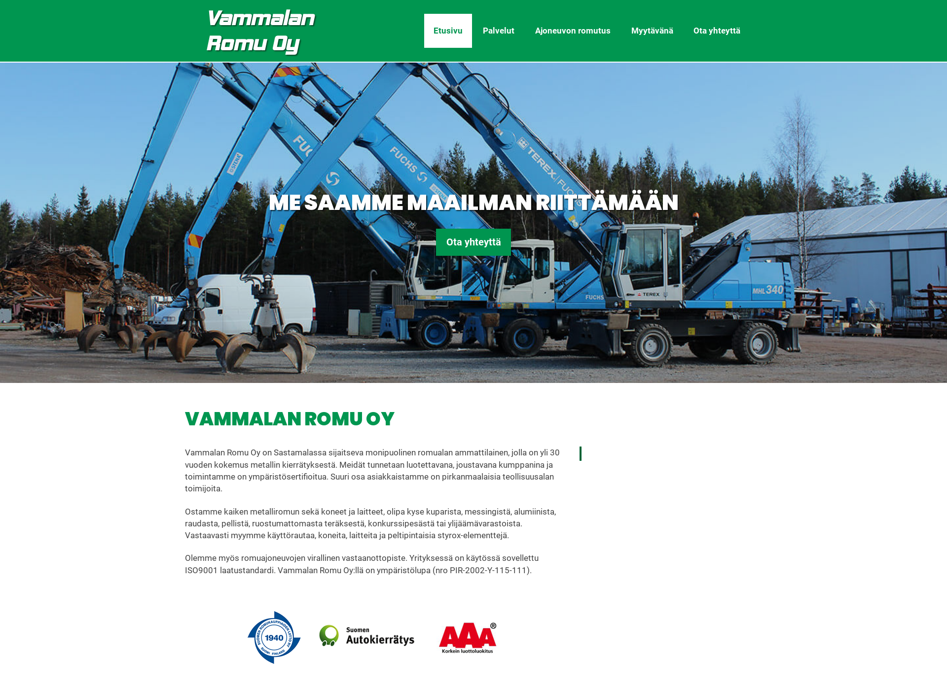 Screenshot for vammalanromu.fi