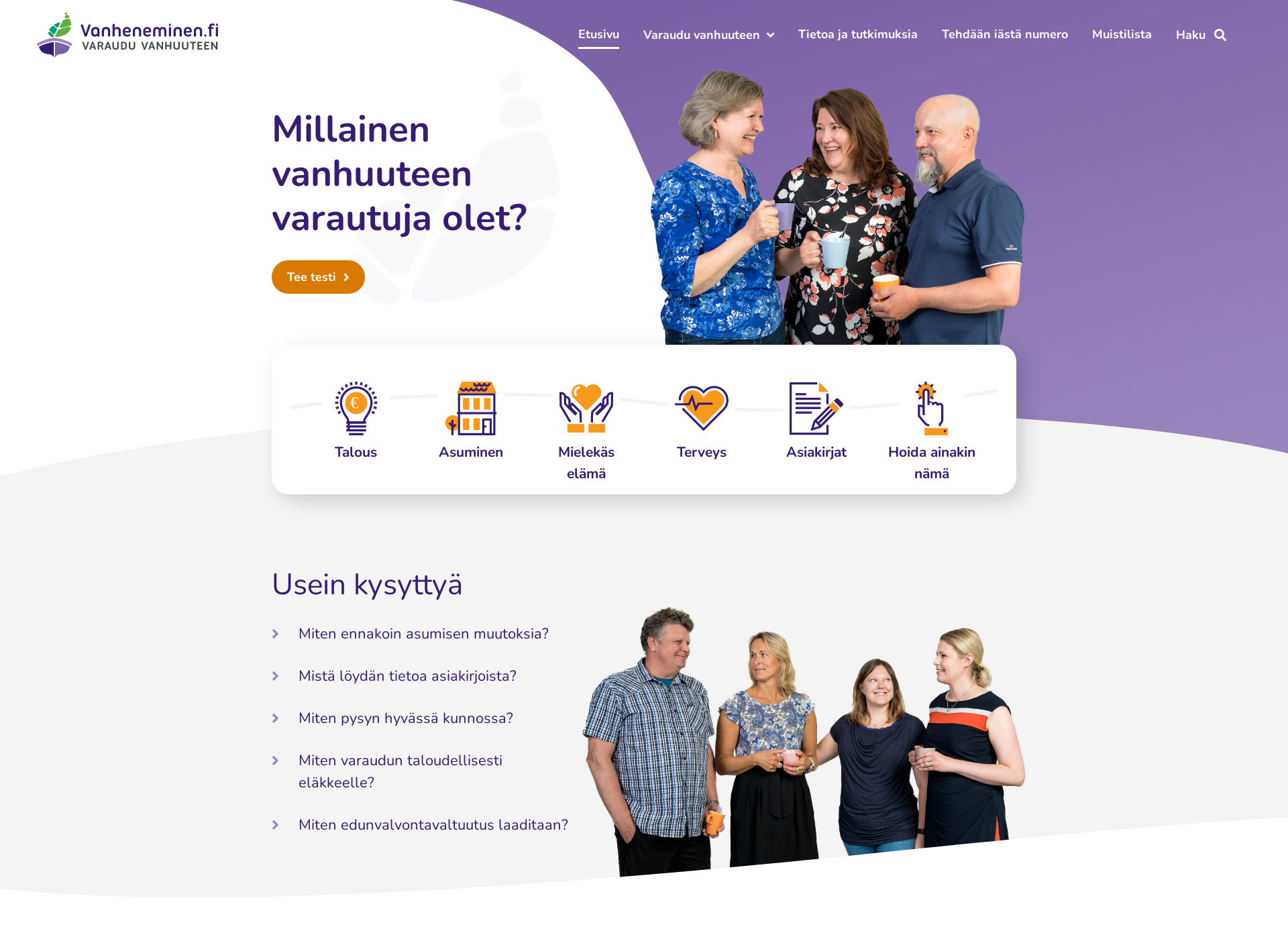 Skärmdump för vanheneminen.fi
