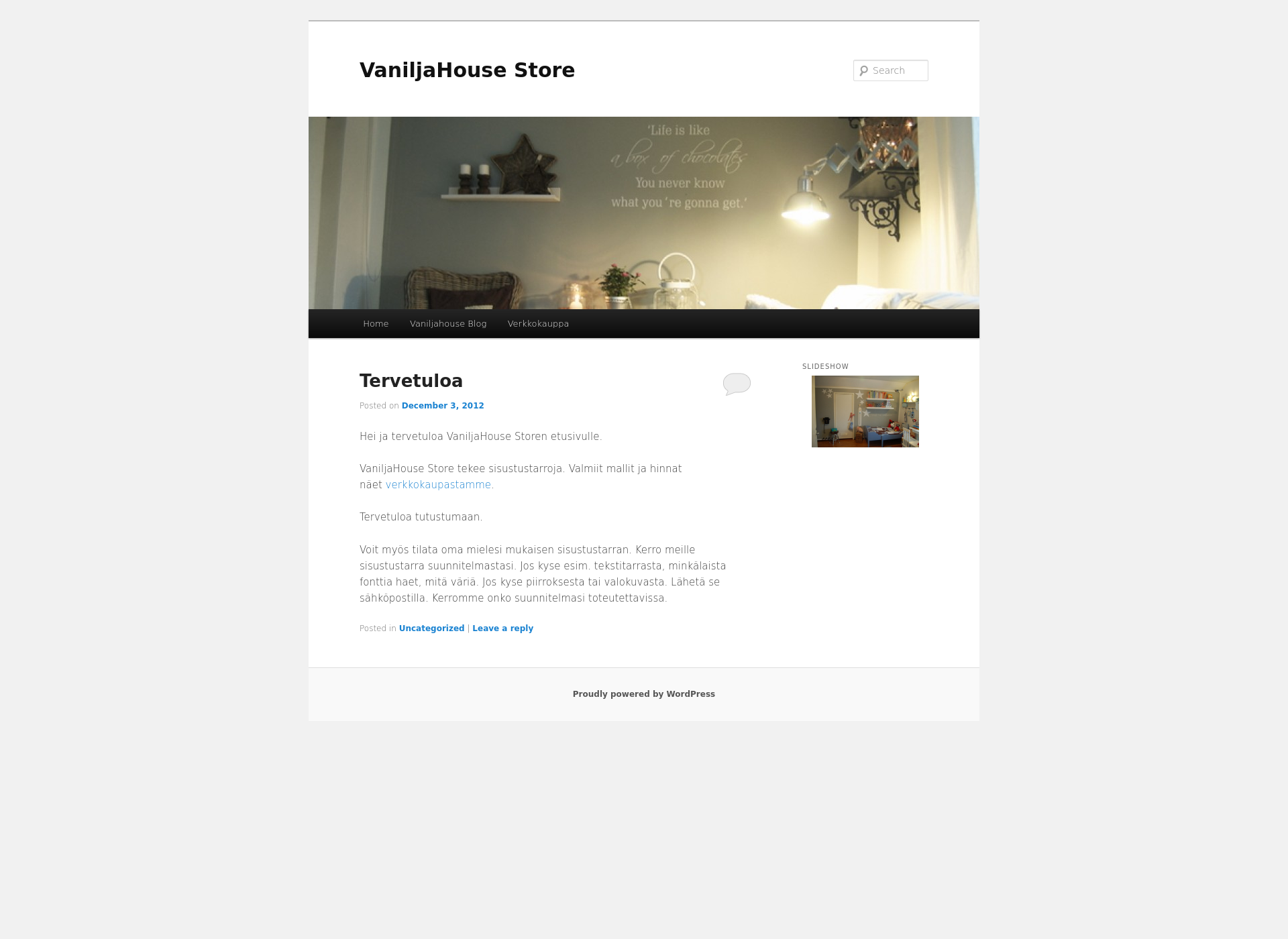 Skärmdump för vaniljahousestore.fi