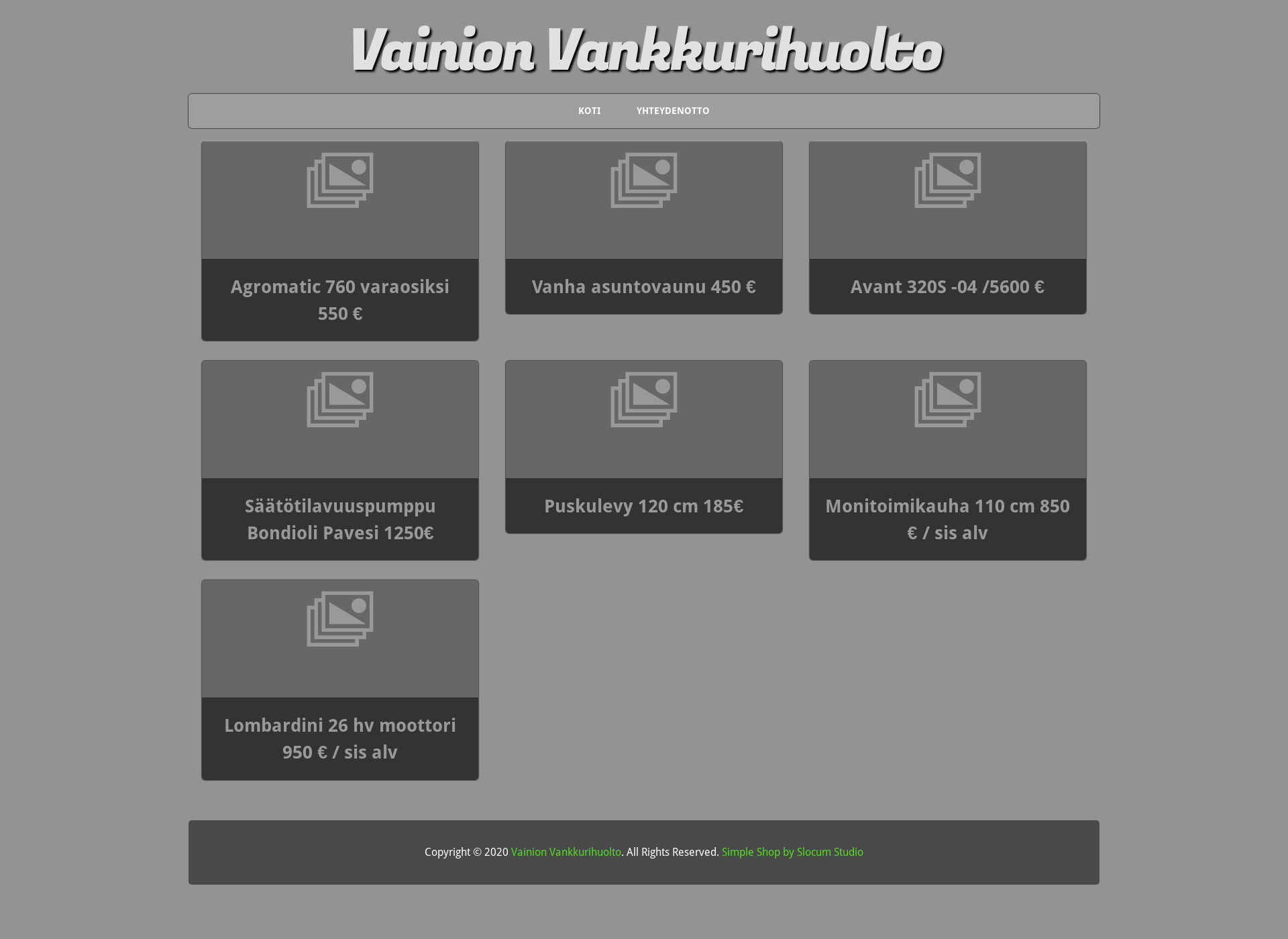 Skärmdump för vankkurihuolto.fi
