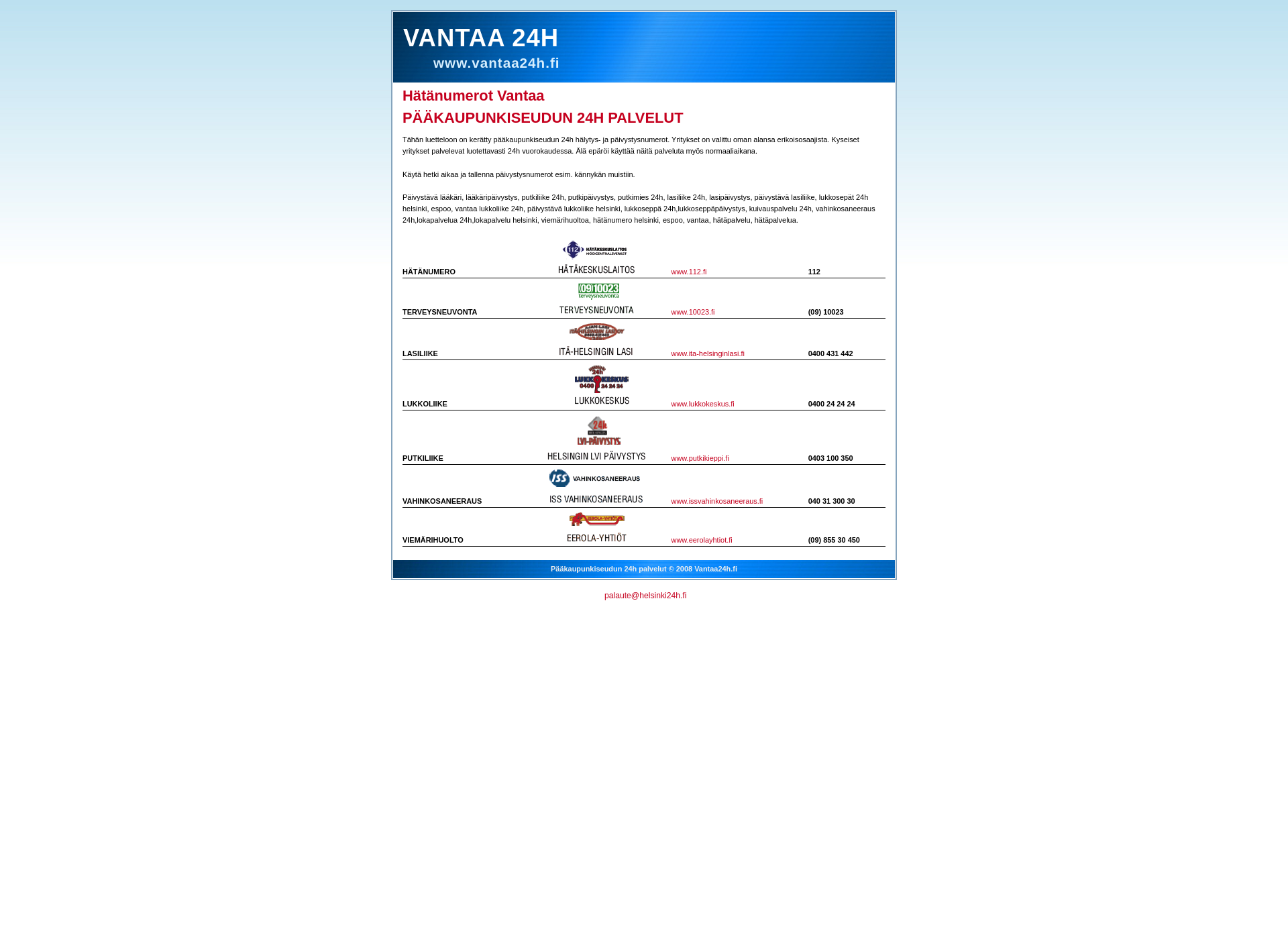 Screenshot for vantaa24h.fi