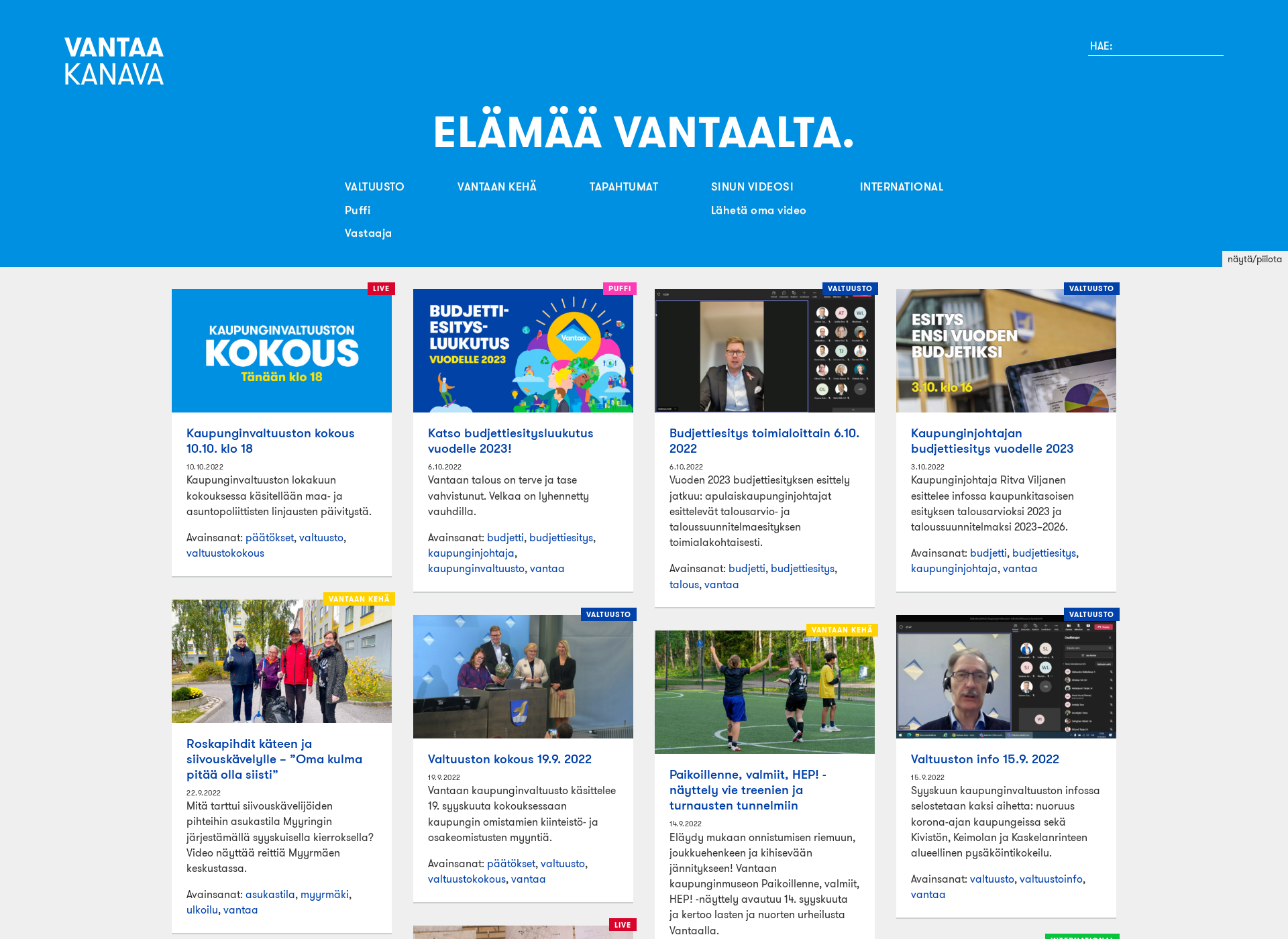 Screenshot for vantaakanava.fi