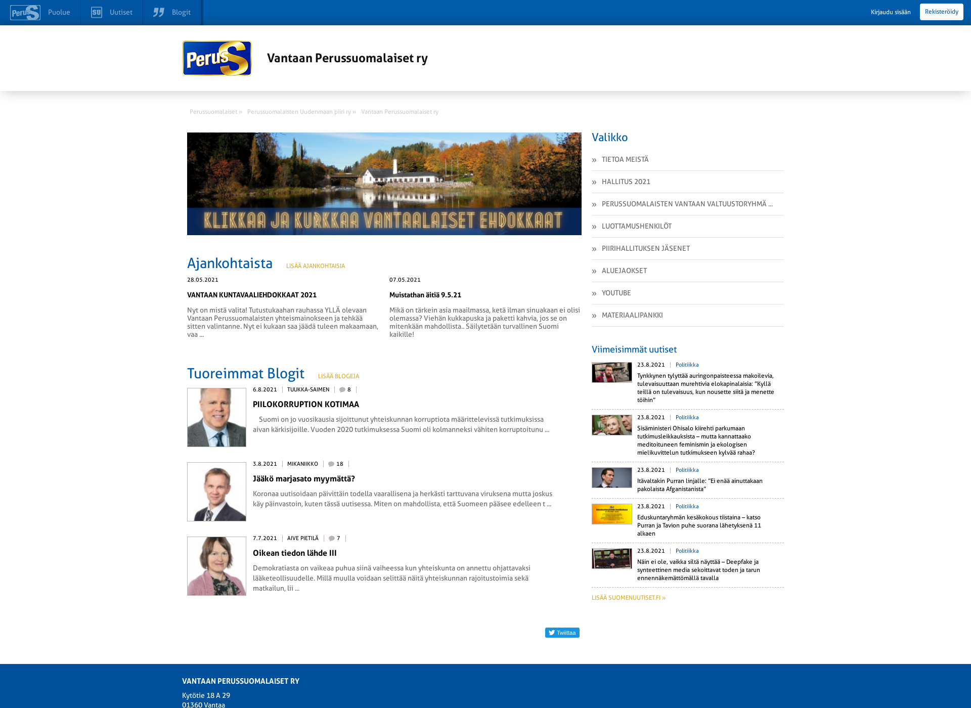 Screenshot for vantaanperussuomalaiset.fi