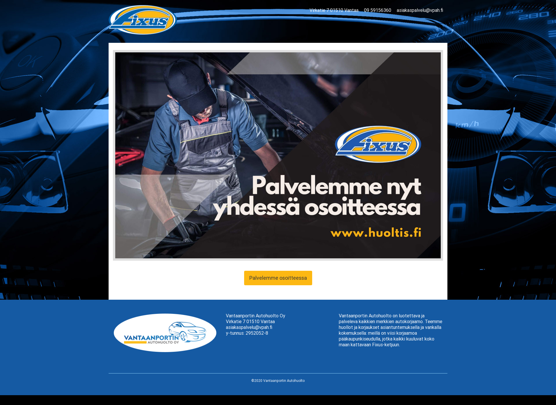 Skärmdump för vantaanportinautohuolto.fi