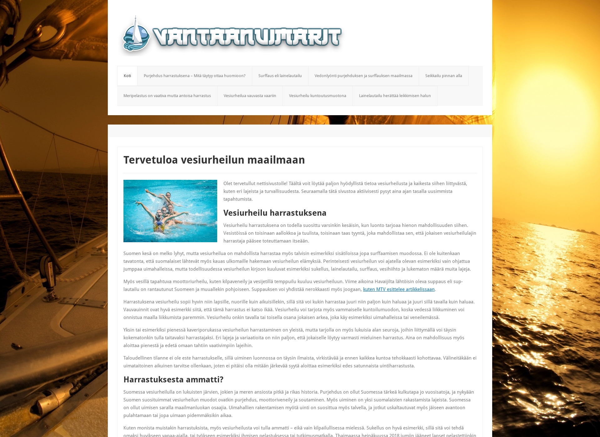 Screenshot for vantaanuimarit.fi