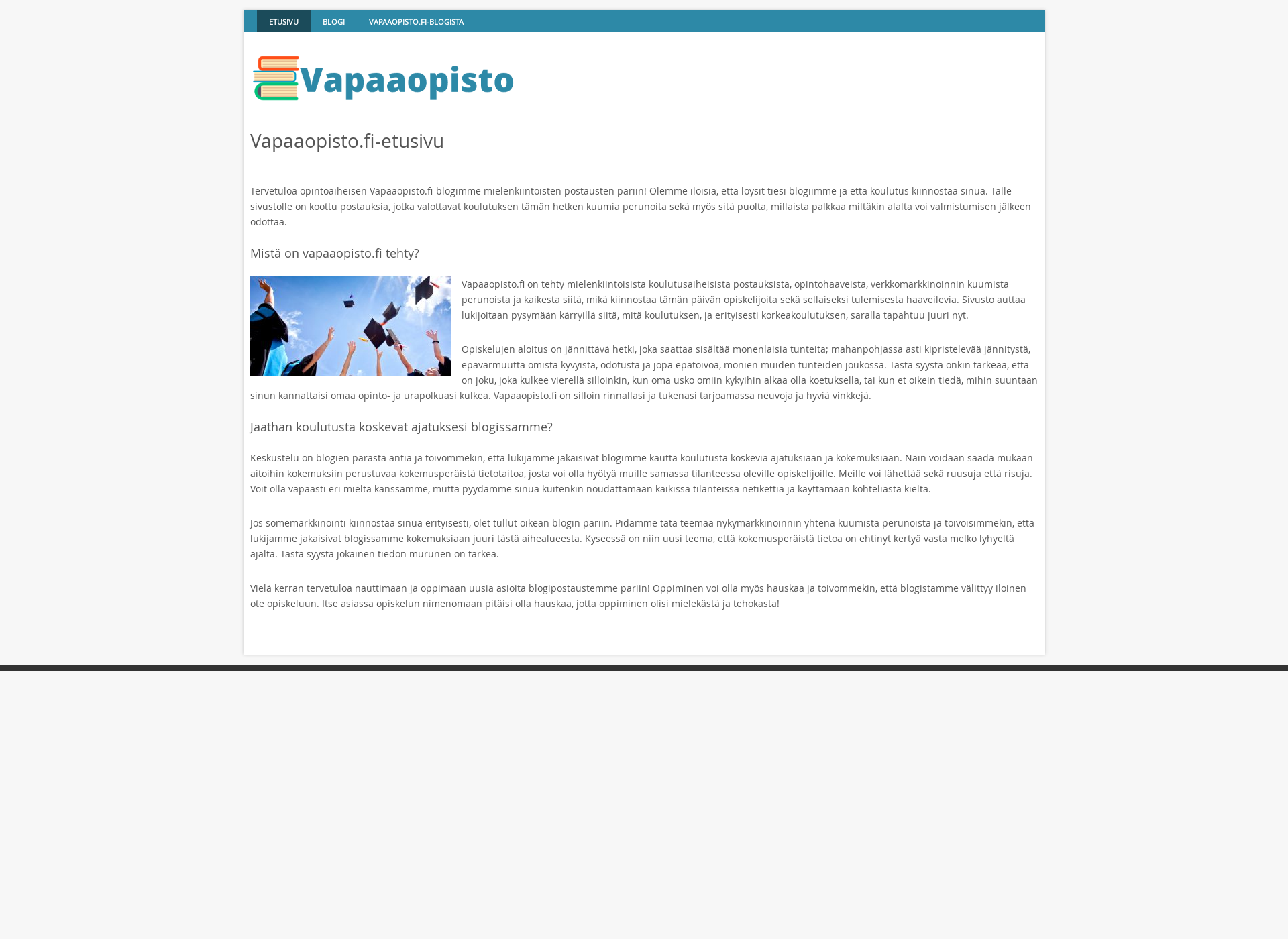 Skärmdump för vapaaopisto.fi