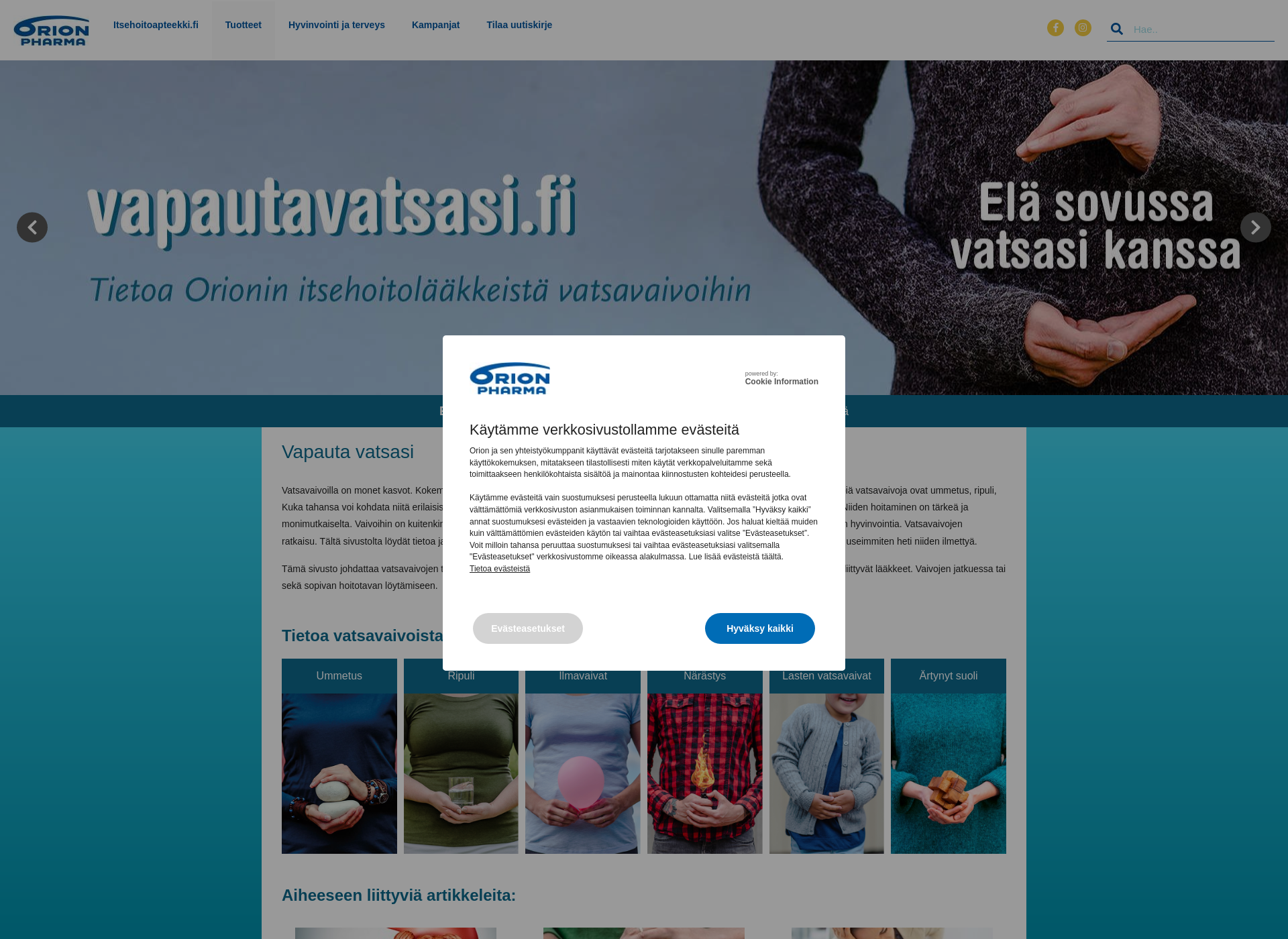 Skärmdump för vapautavatsasi.fi