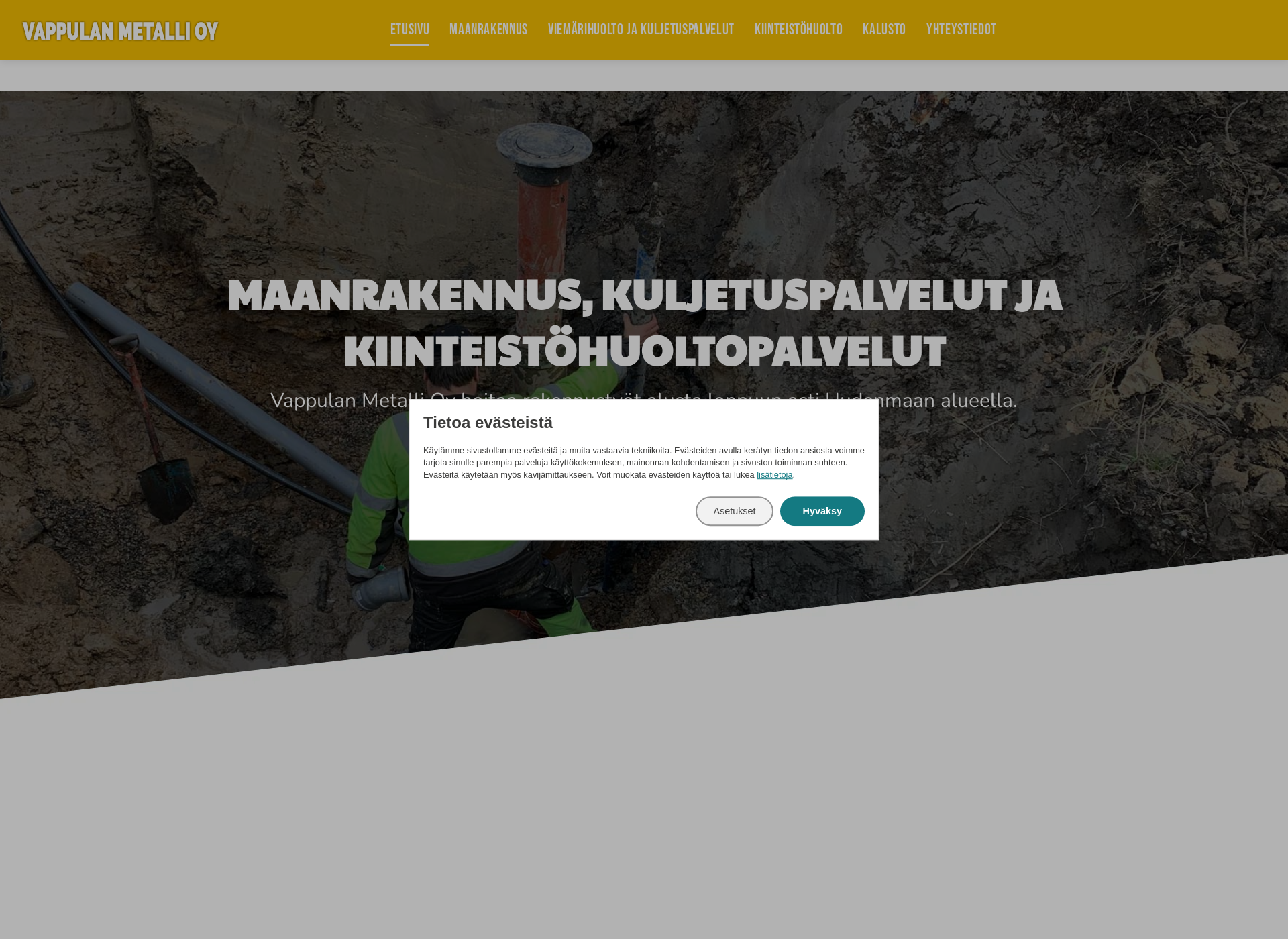 Skärmdump för vappulanmetalli.fi