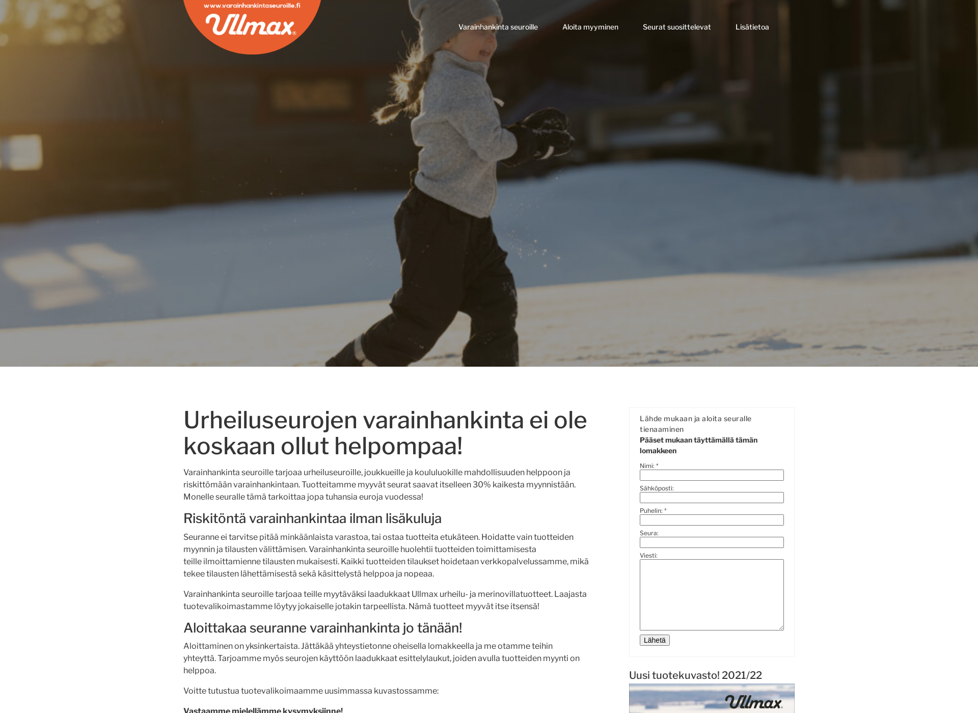 Skärmdump för varainhankintaseuroille.fi