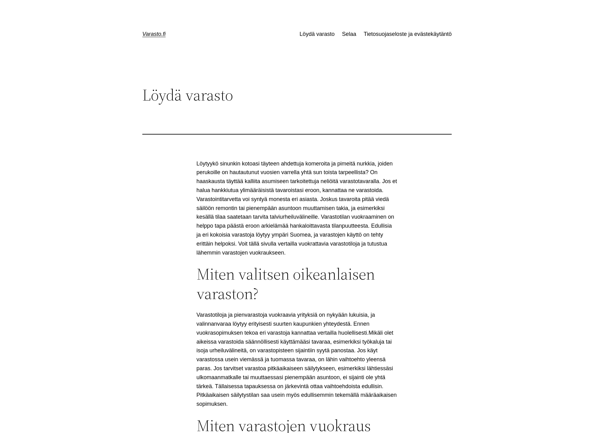 Screenshot for varasto.fi