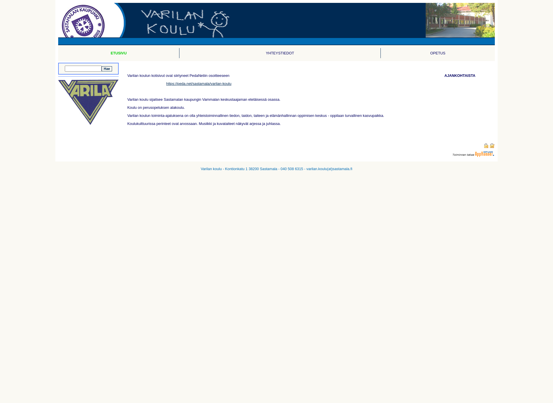 Skärmdump för varilankoulu.fi