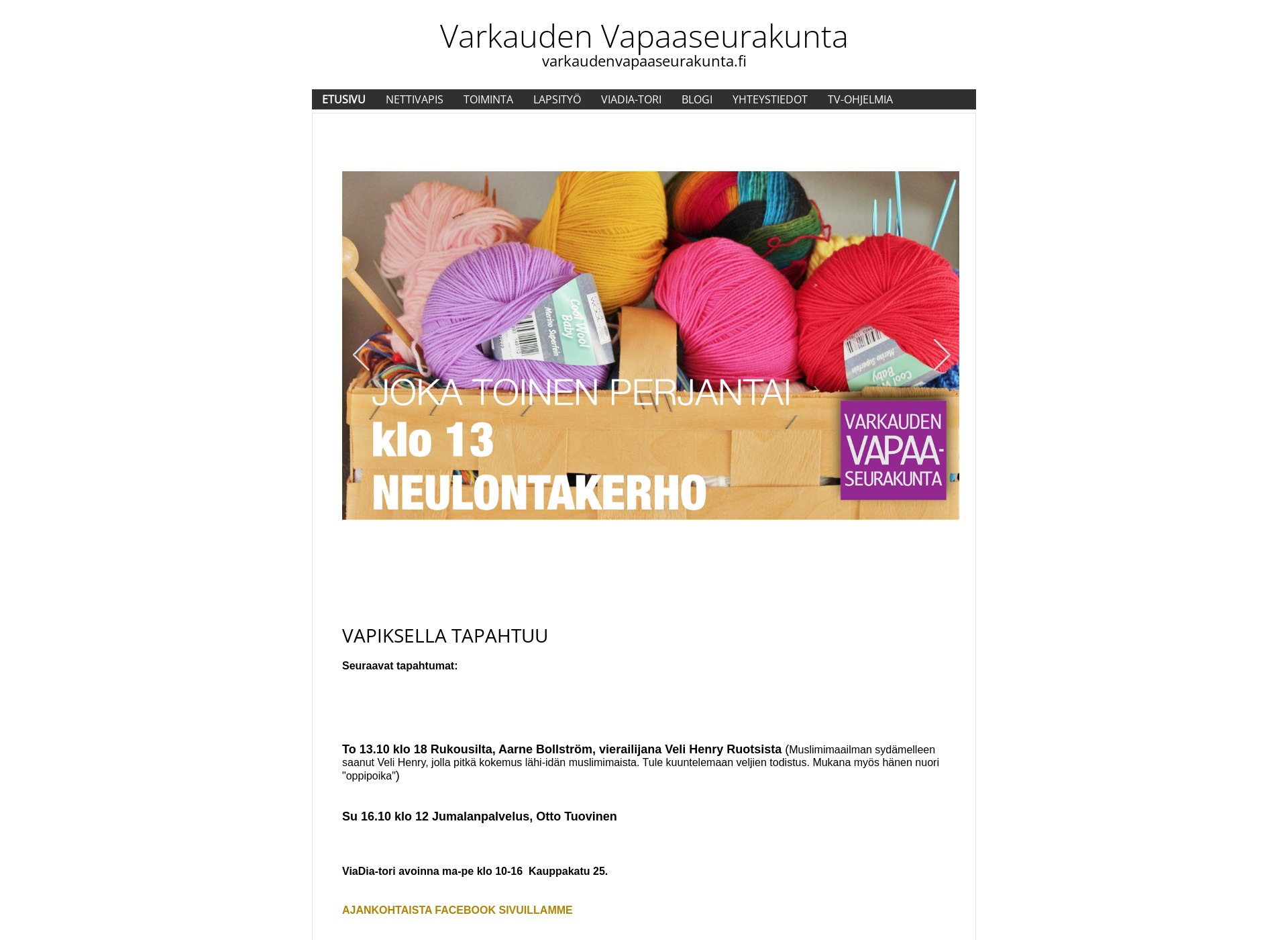 Screenshot for varkaudenvapaaseurakunta.fi
