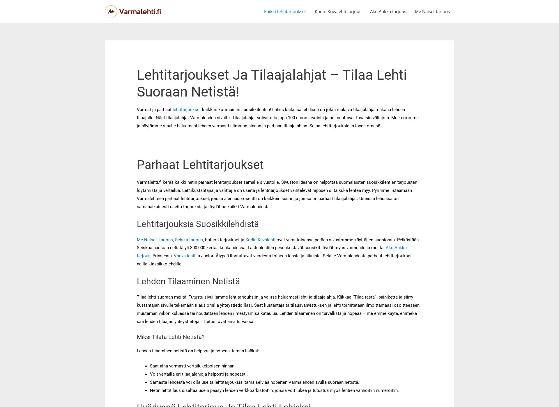 Skärmdump för varmalehti.fi