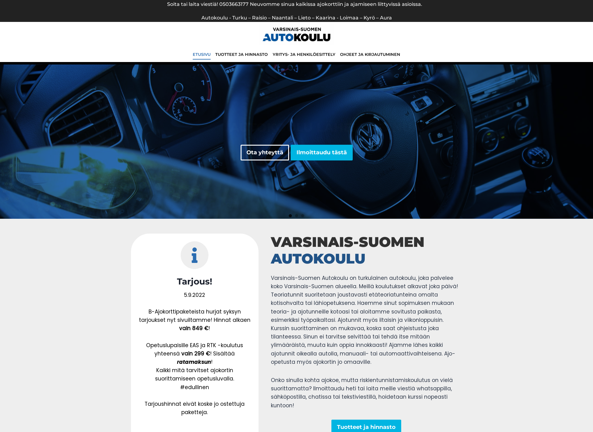 Screenshot for varsinaissuomenautokoulu.fi