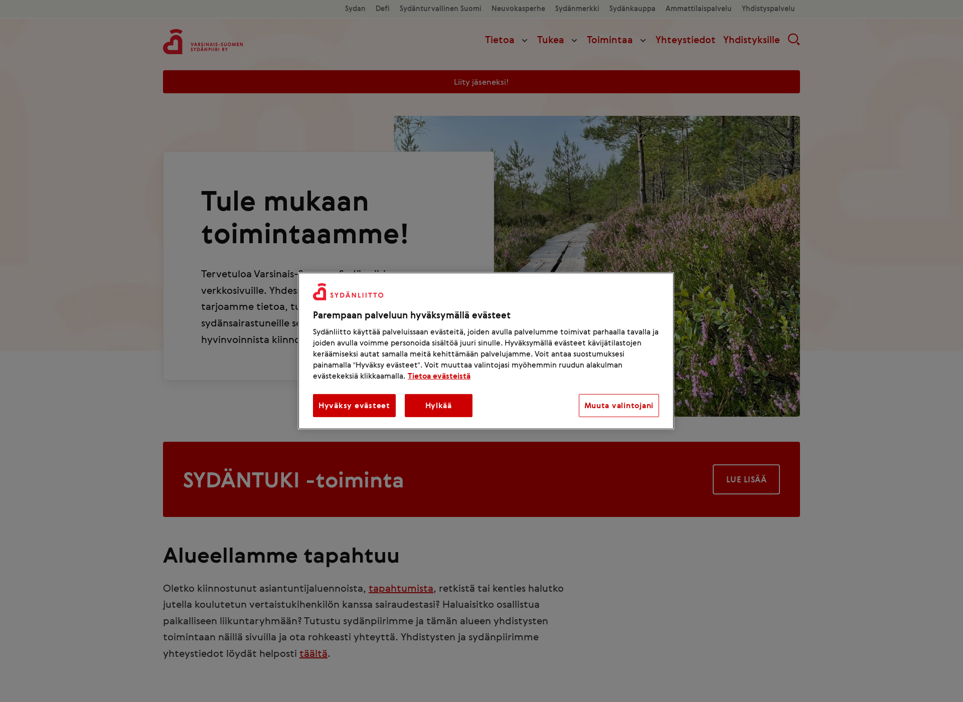 Screenshot for varsinaissuomensydanpiiri.fi