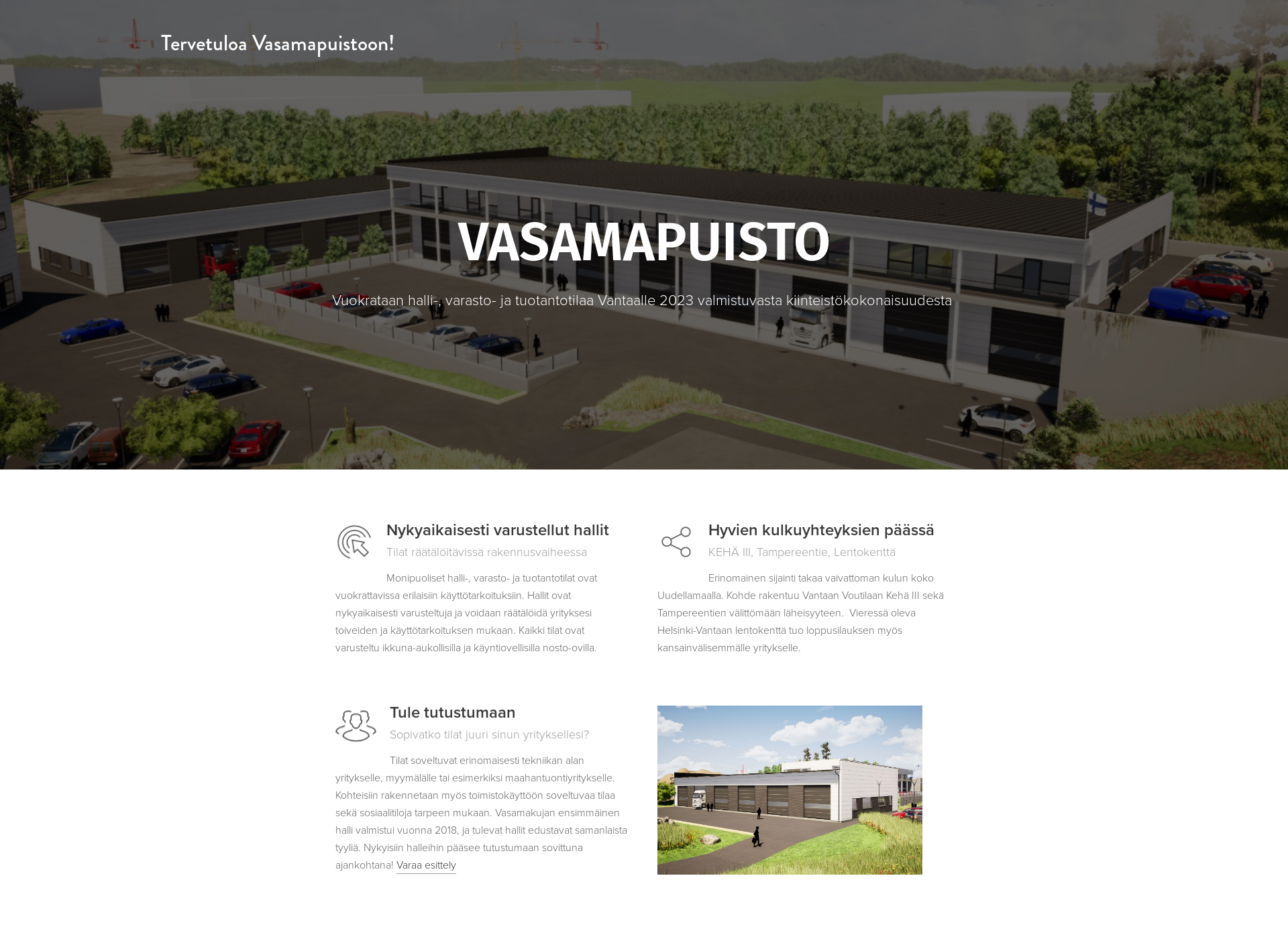 Skärmdump för vasamapuisto.fi