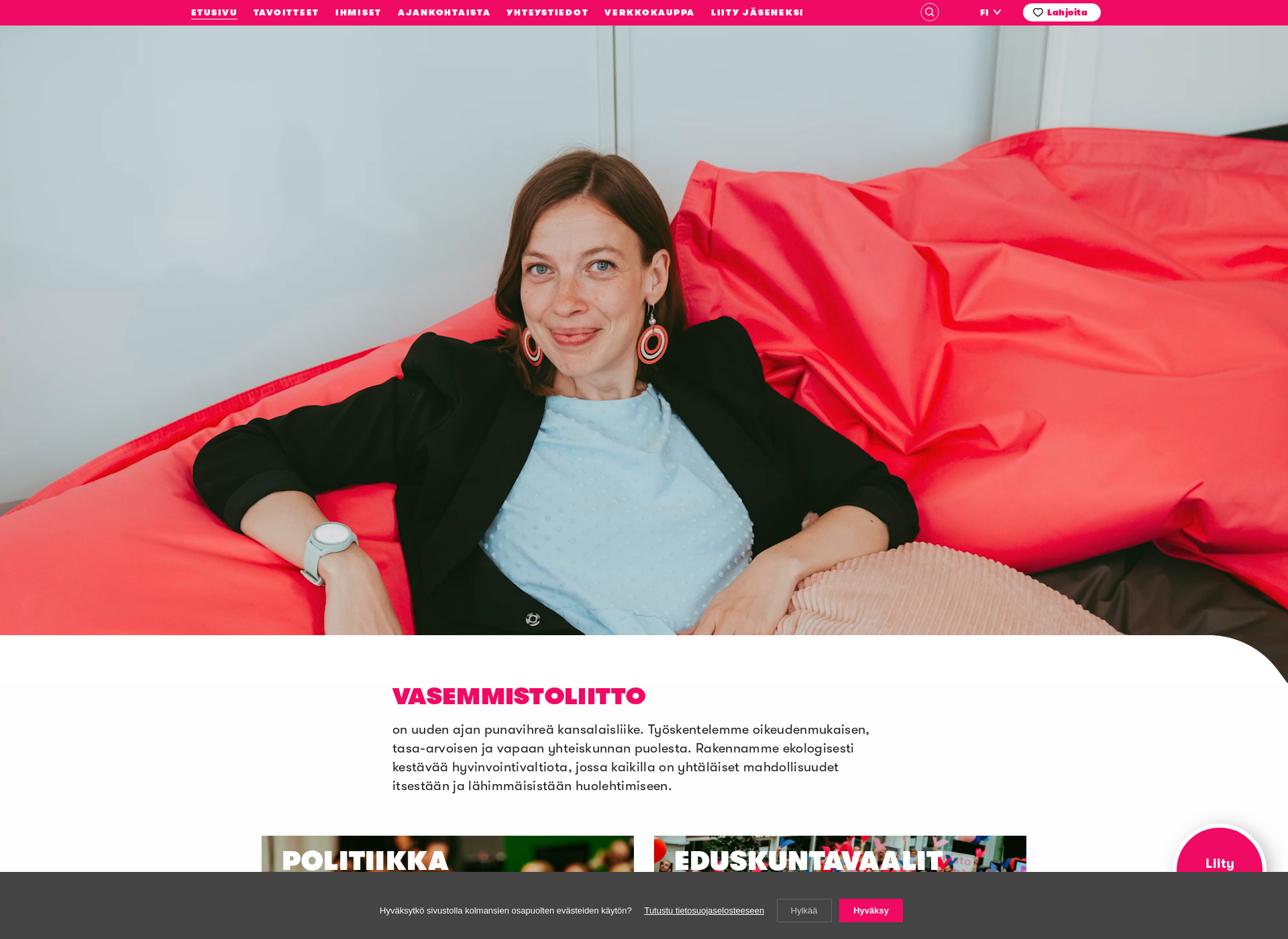 Screenshot for vasemmisto.fi