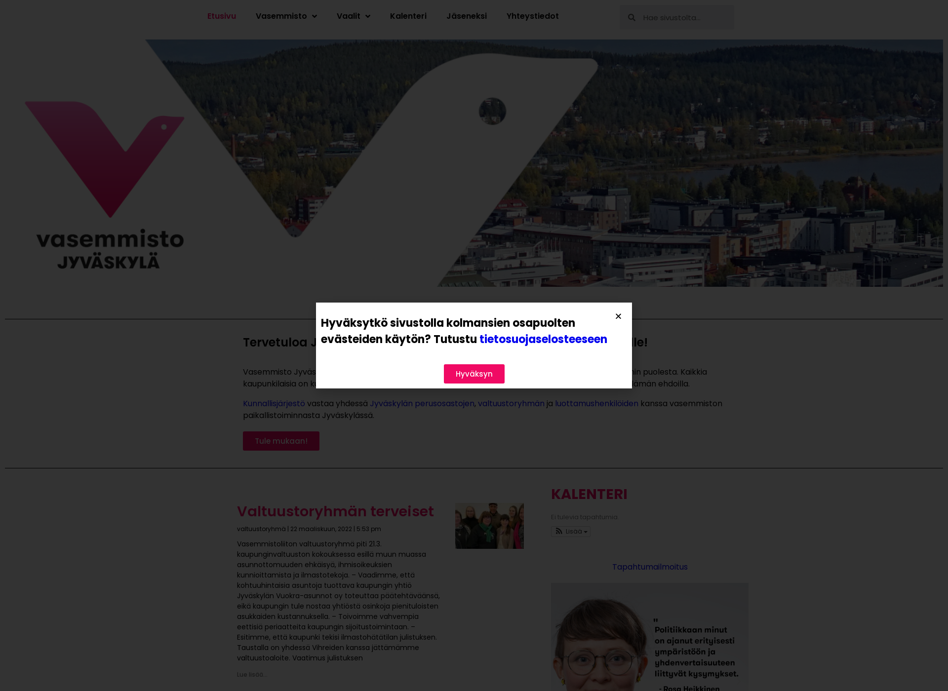 Skärmdump för vasemmistojkl.fi