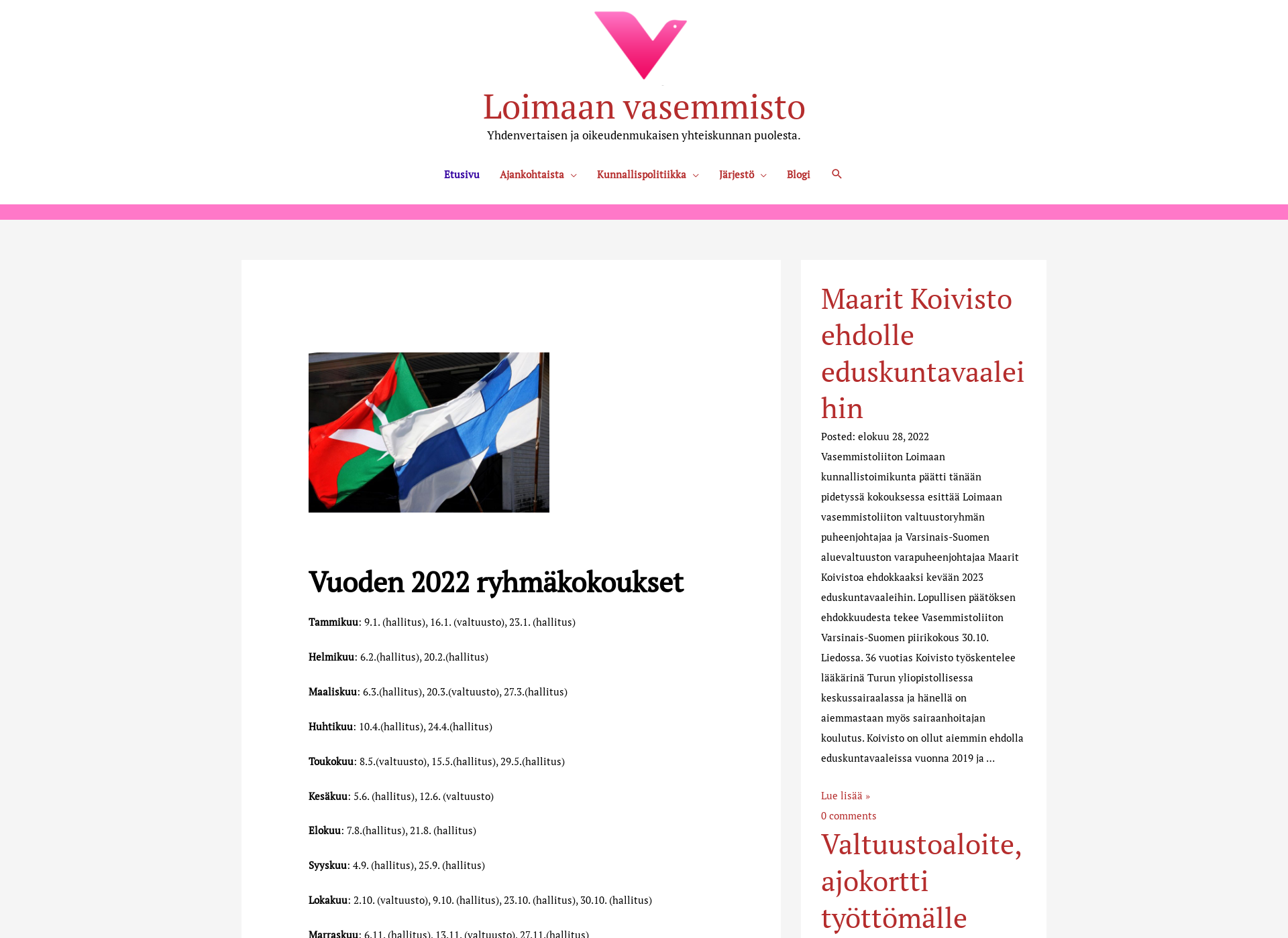 Screenshot for vasemmistoloimaa.fi