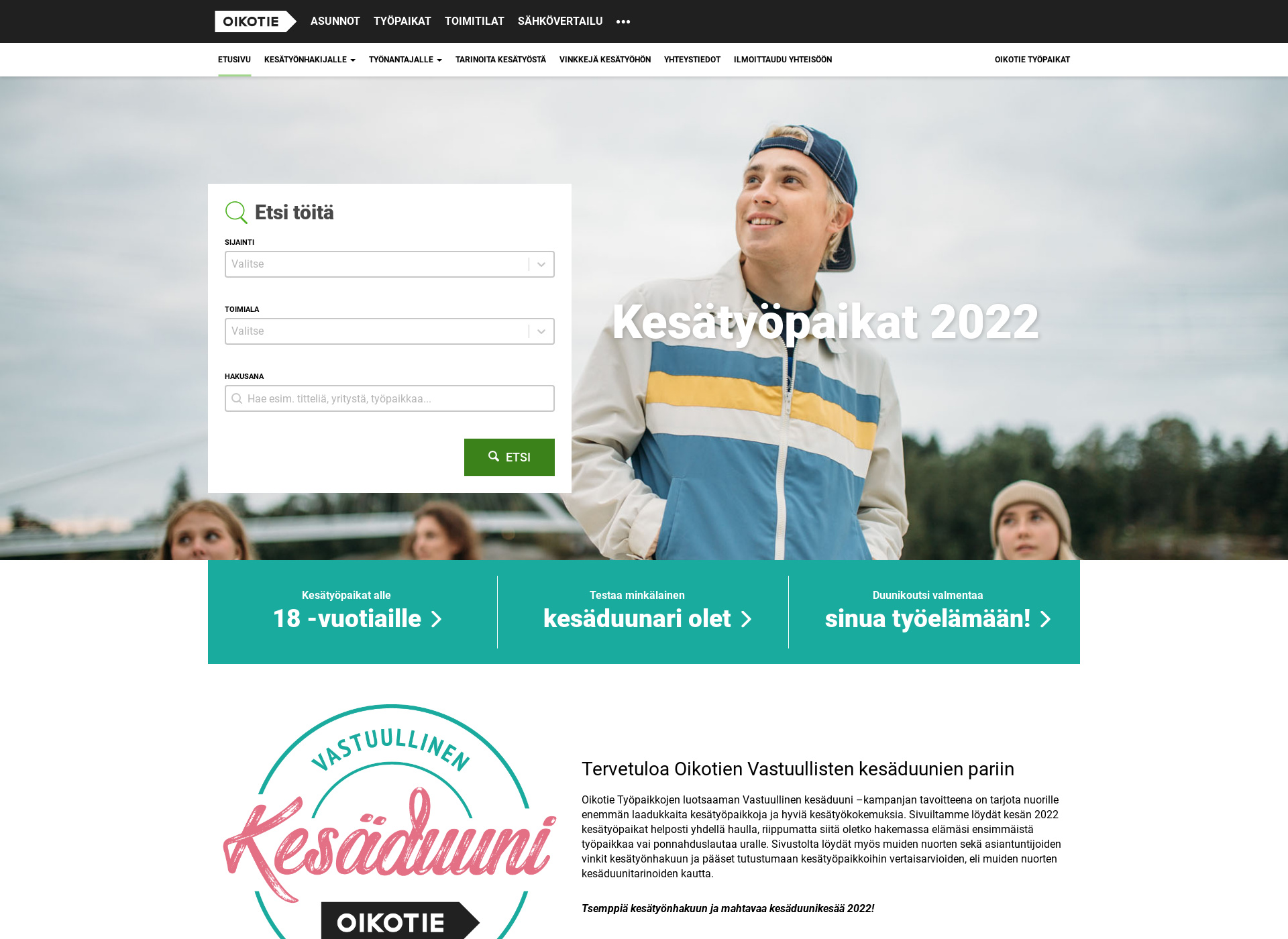 Screenshot for vastuullinenkesaduuni.fi