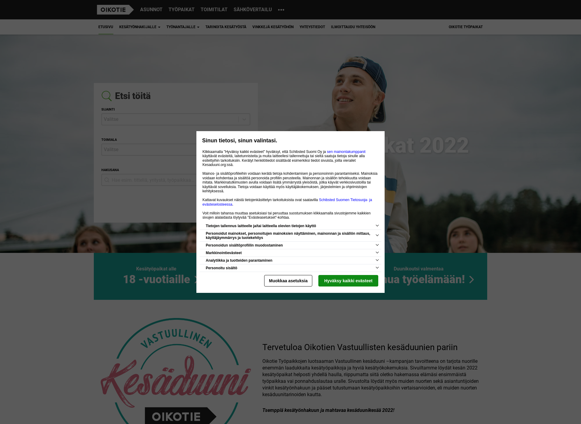 Skärmdump för vastuullinenkesatyo.fi