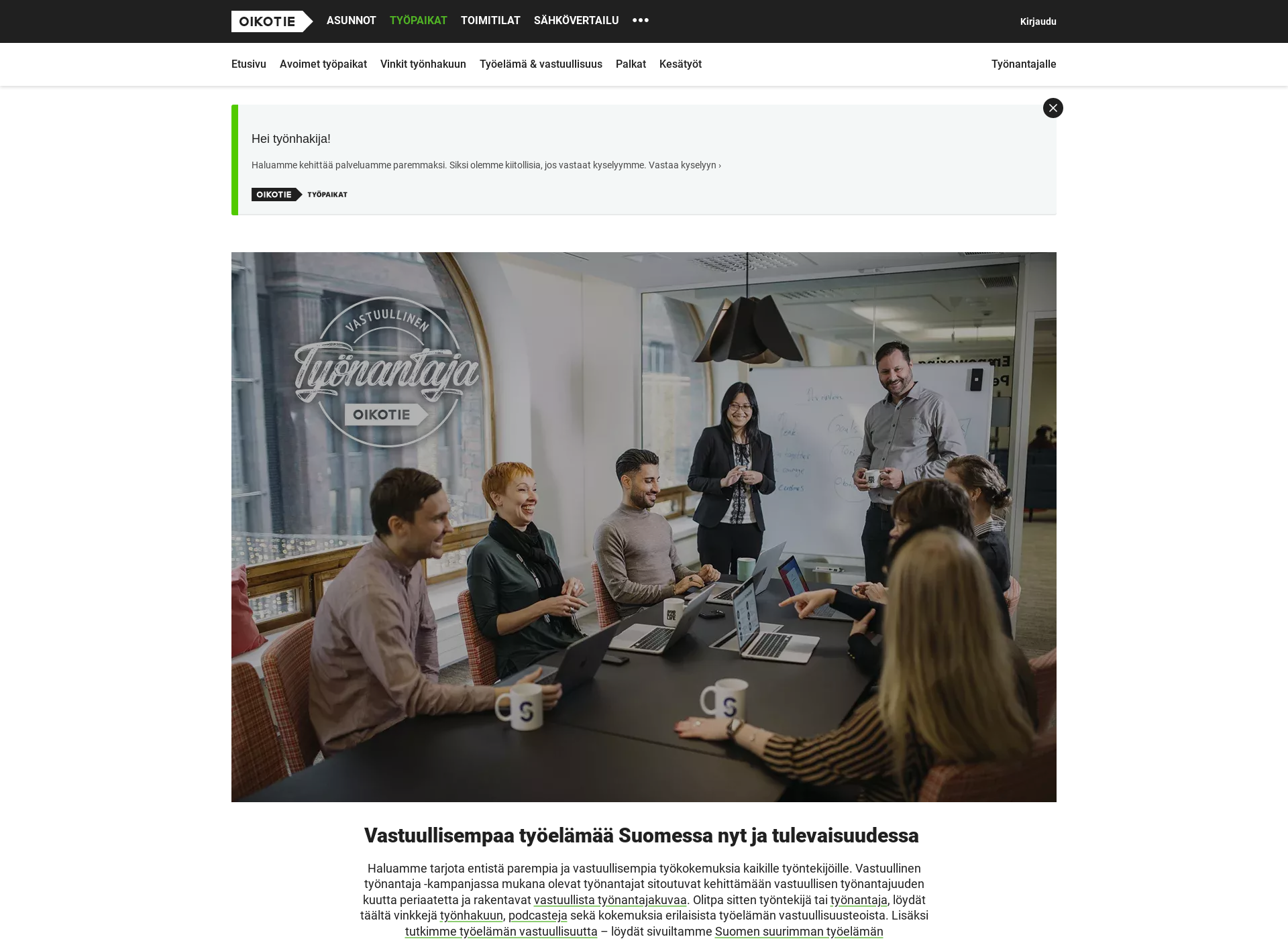 Screenshot for vastuullinentyö.fi