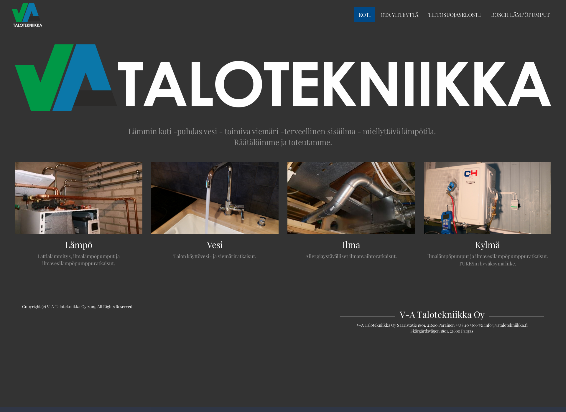 Skärmdump för vatalotekniikka.fi