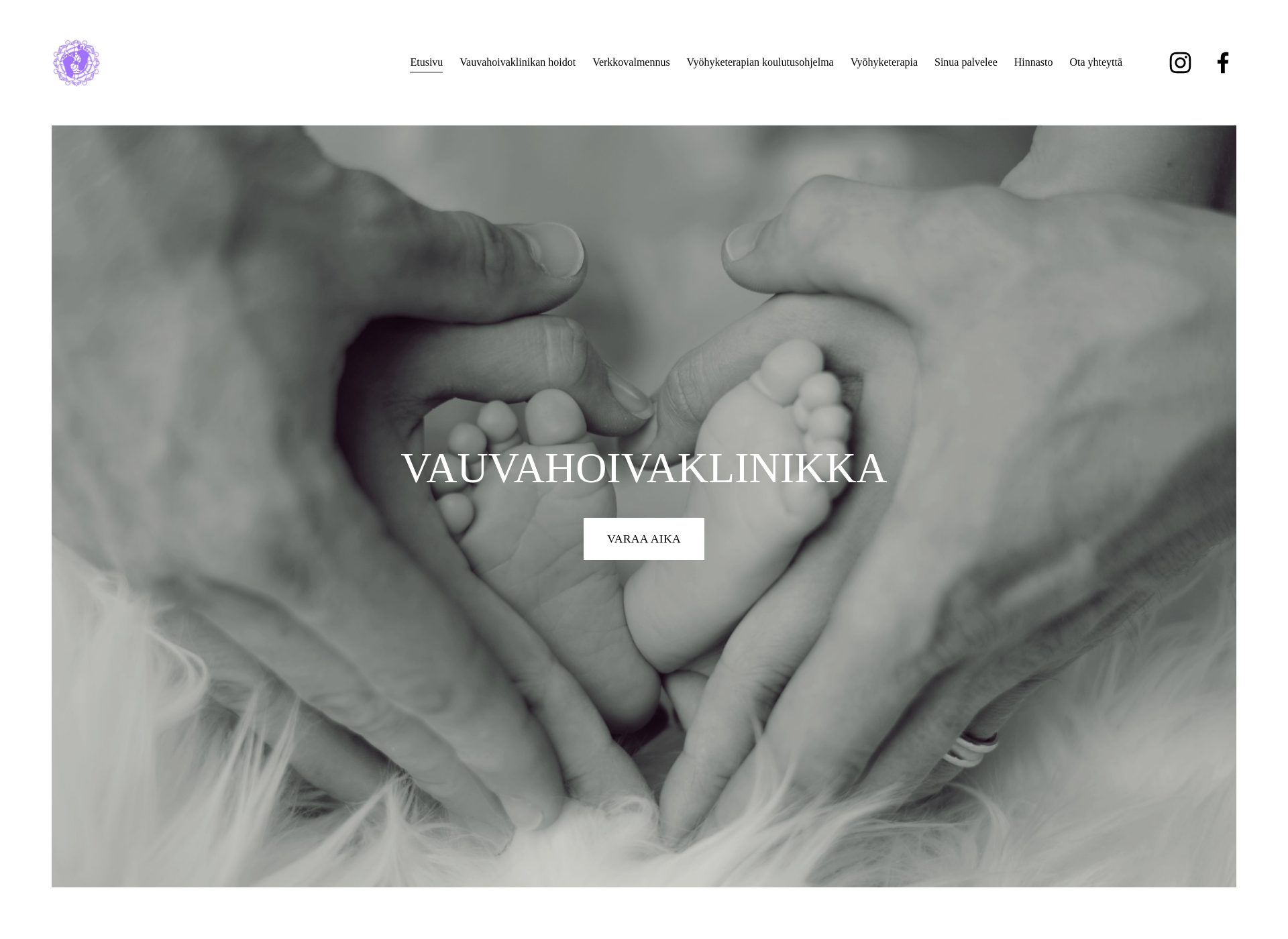 Skärmdump för vauvahoivaklinikka.fi