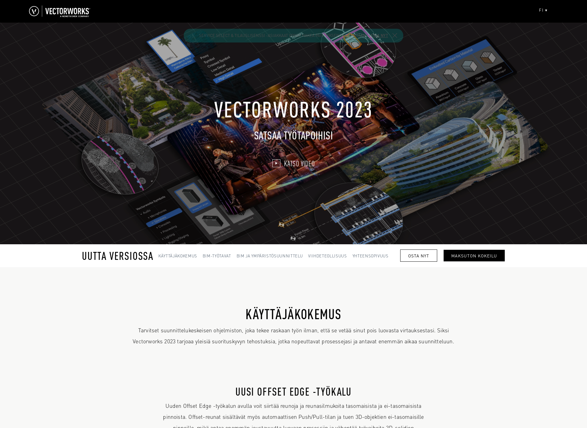 Skärmdump för vectorworks.fi