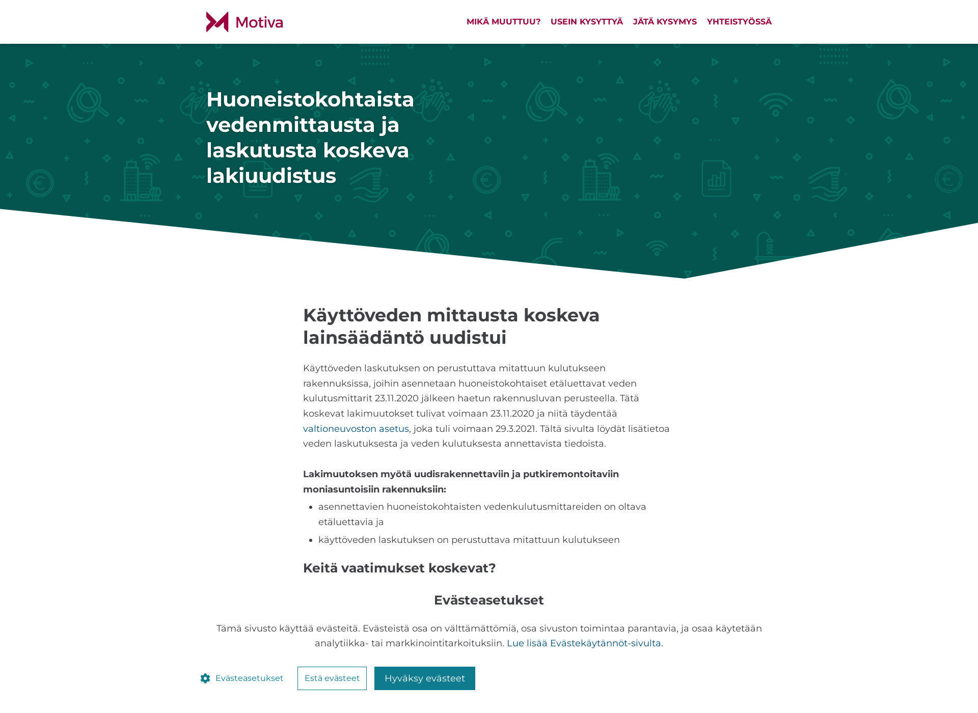 Skärmdump för vedenkulutusmittaus.fi