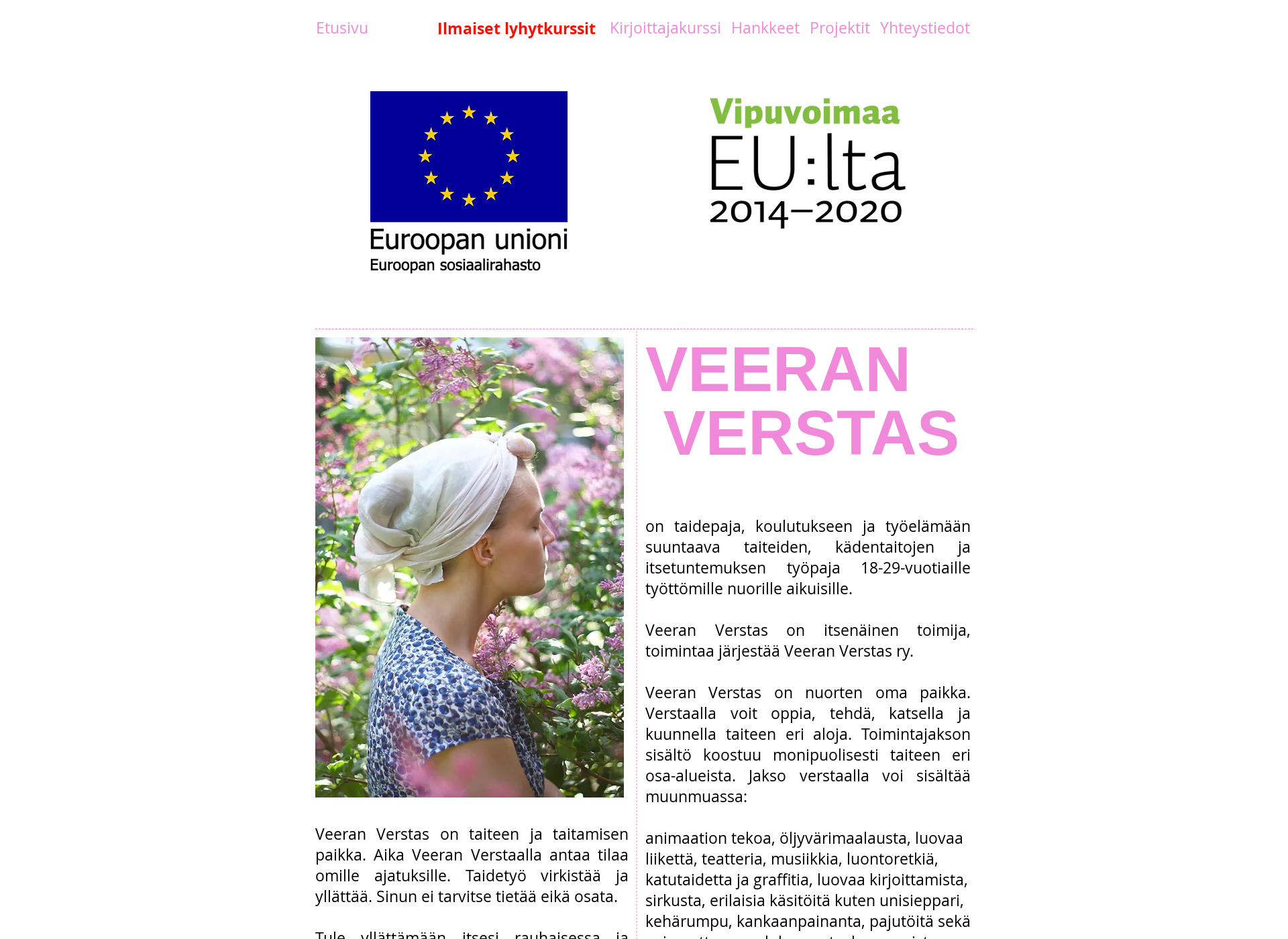 Skärmdump för veeranverstas.fi