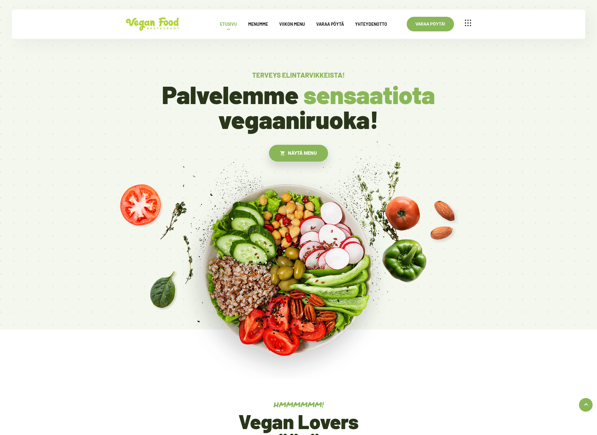 Skärmdump för veganfoodrestaurant.fi