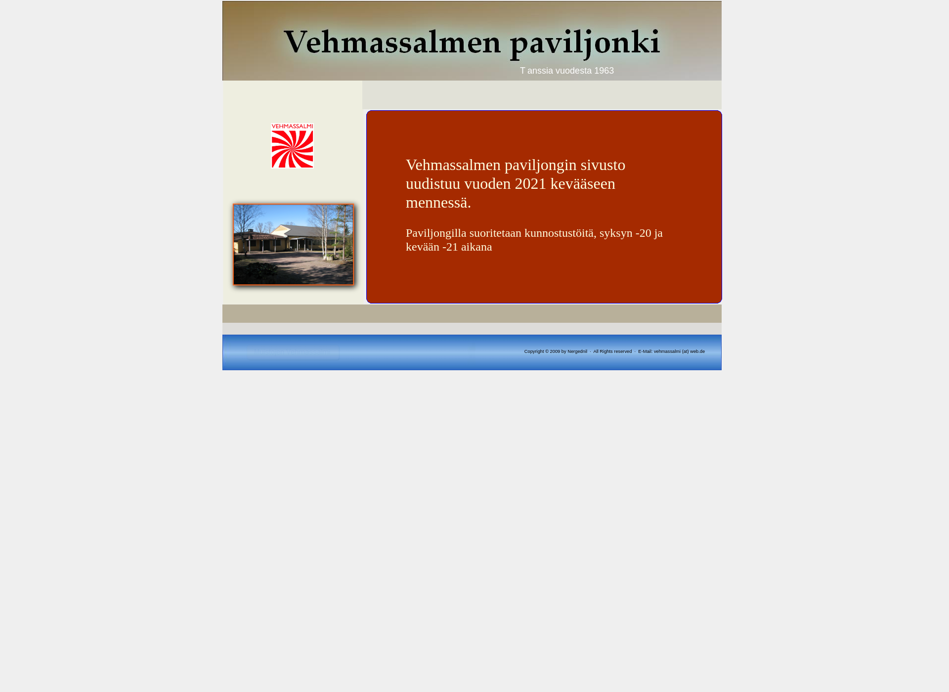 Skärmdump för vehmassalmenpaviljonki.fi