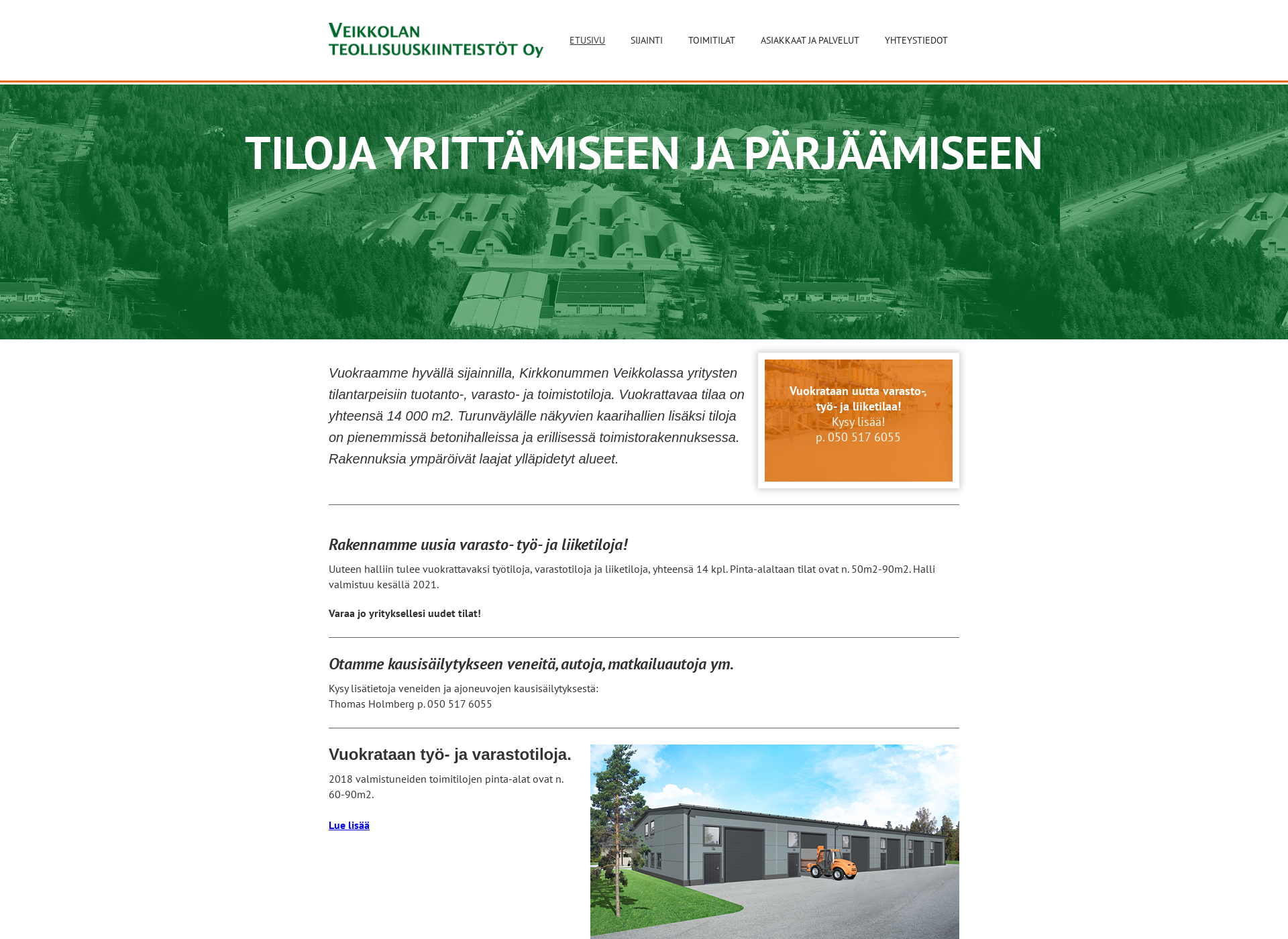 Skärmdump för veikkolanteollisuuskiinteisto.fi
