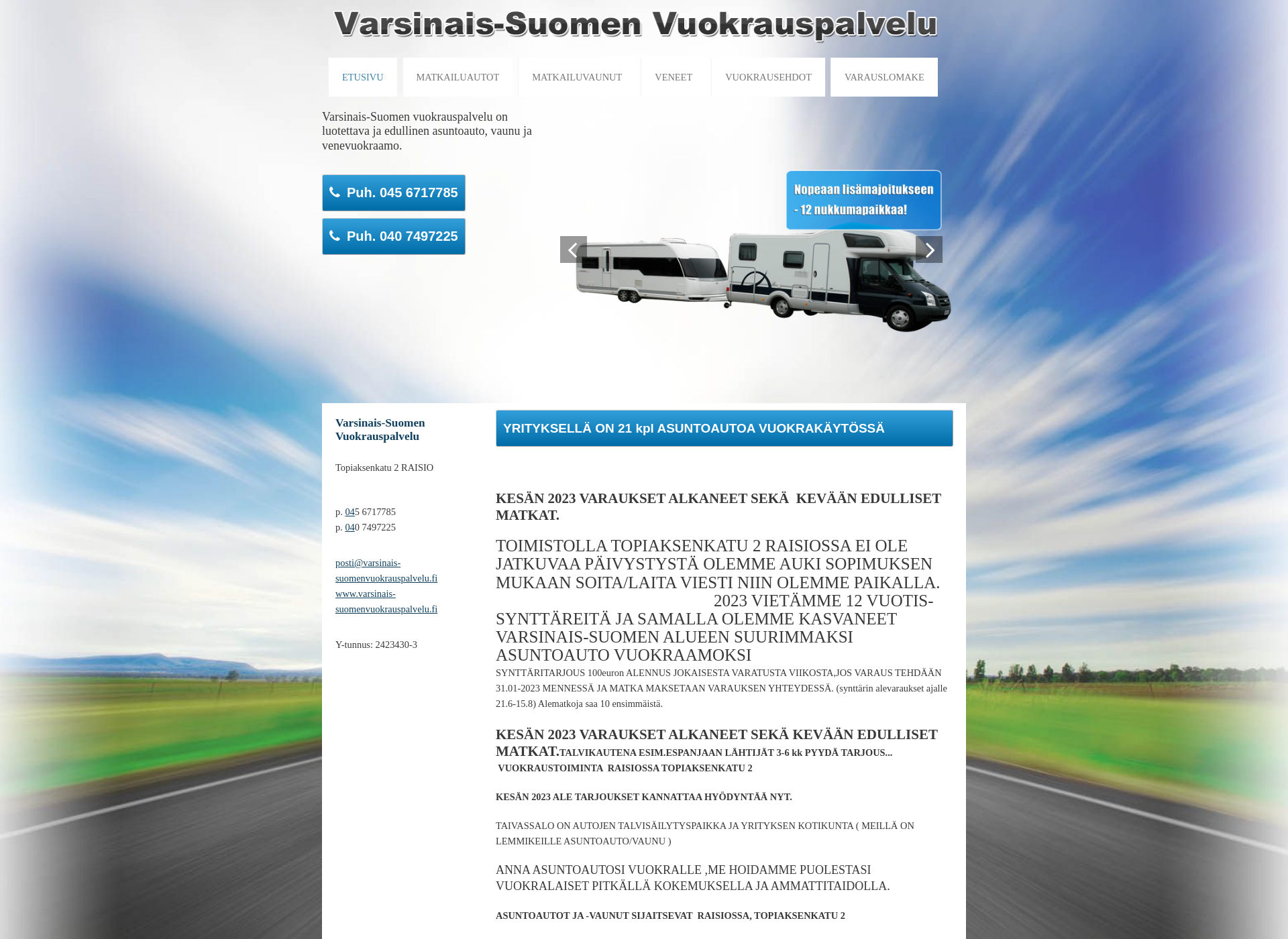 Screenshot for veneenvuokraus.fi