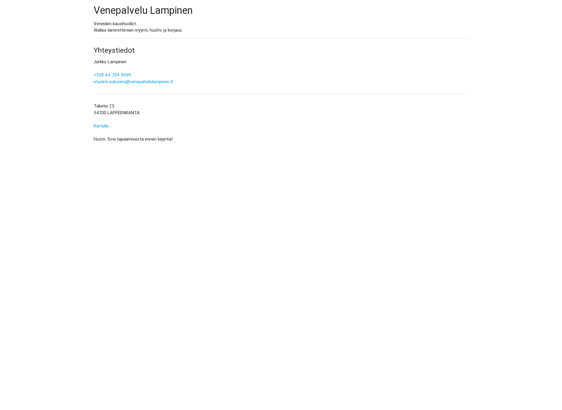 Screenshot for venepalvelulampinen.fi