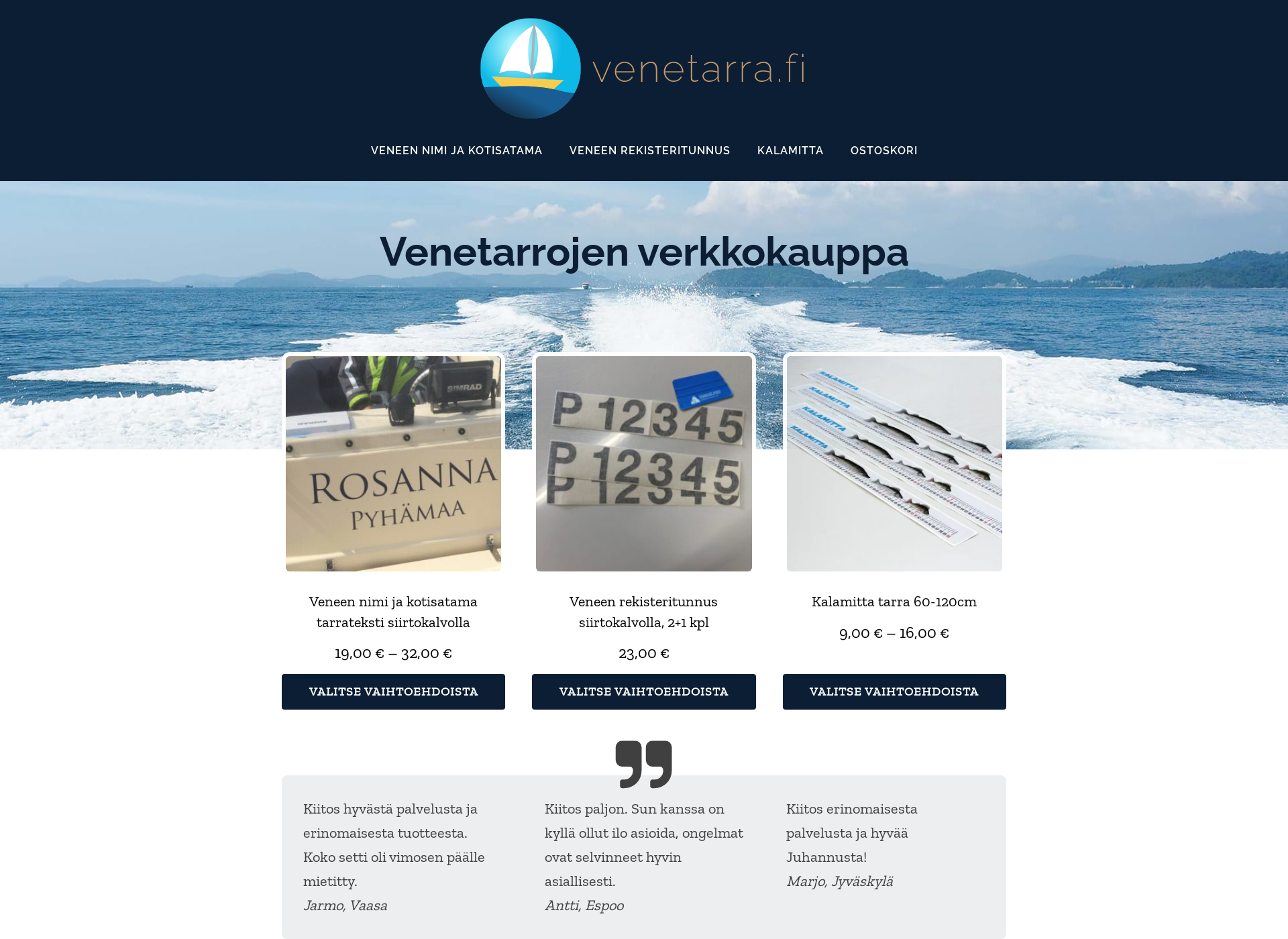 Screenshot for venetarra.fi