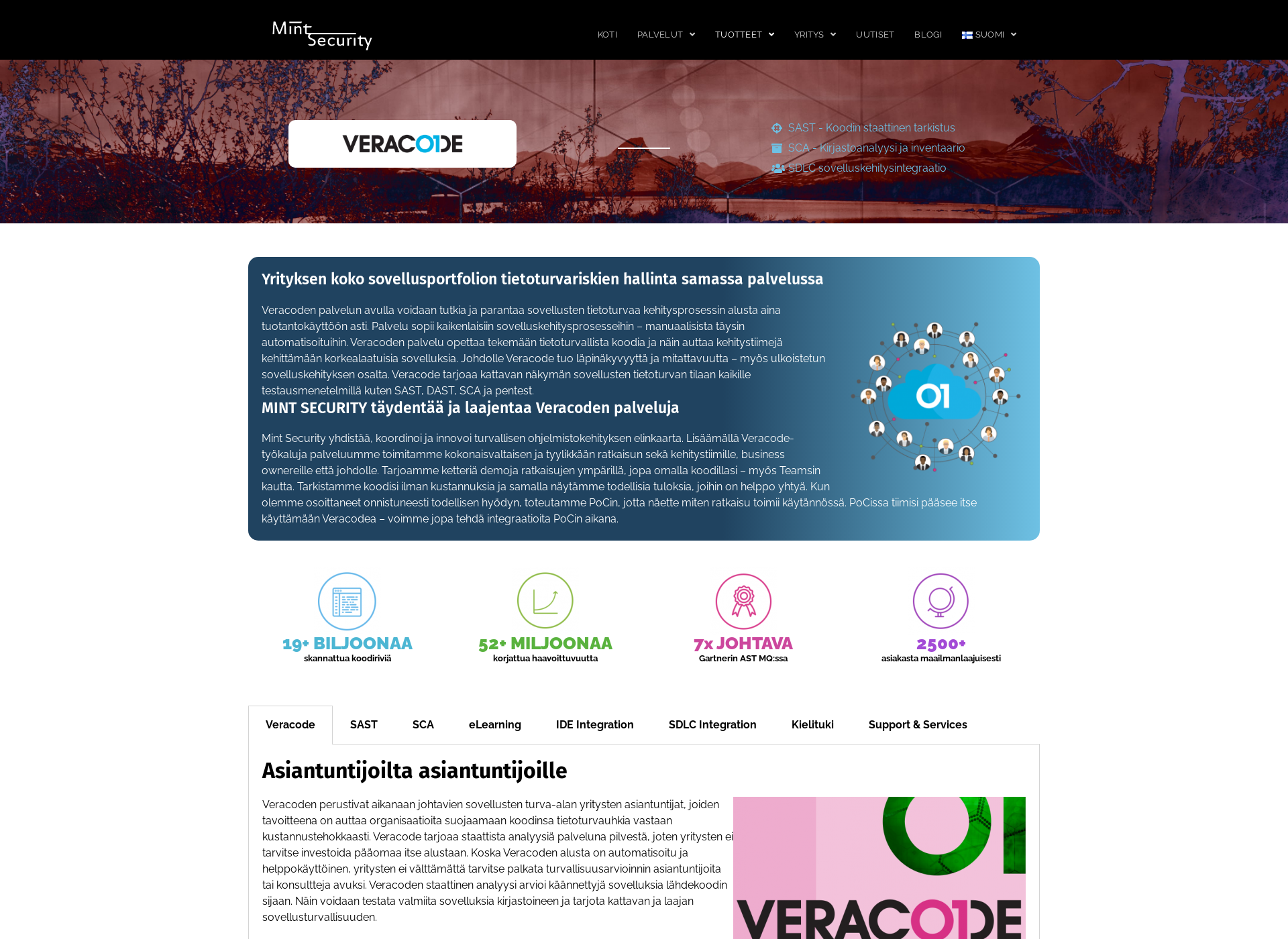 Skärmdump för veracode.fi