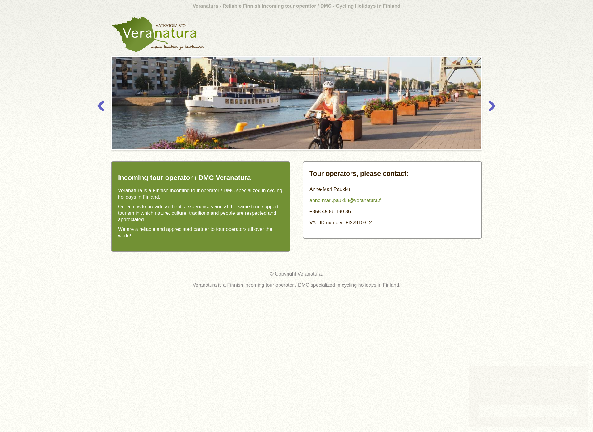 Skärmdump för veranatura.fi