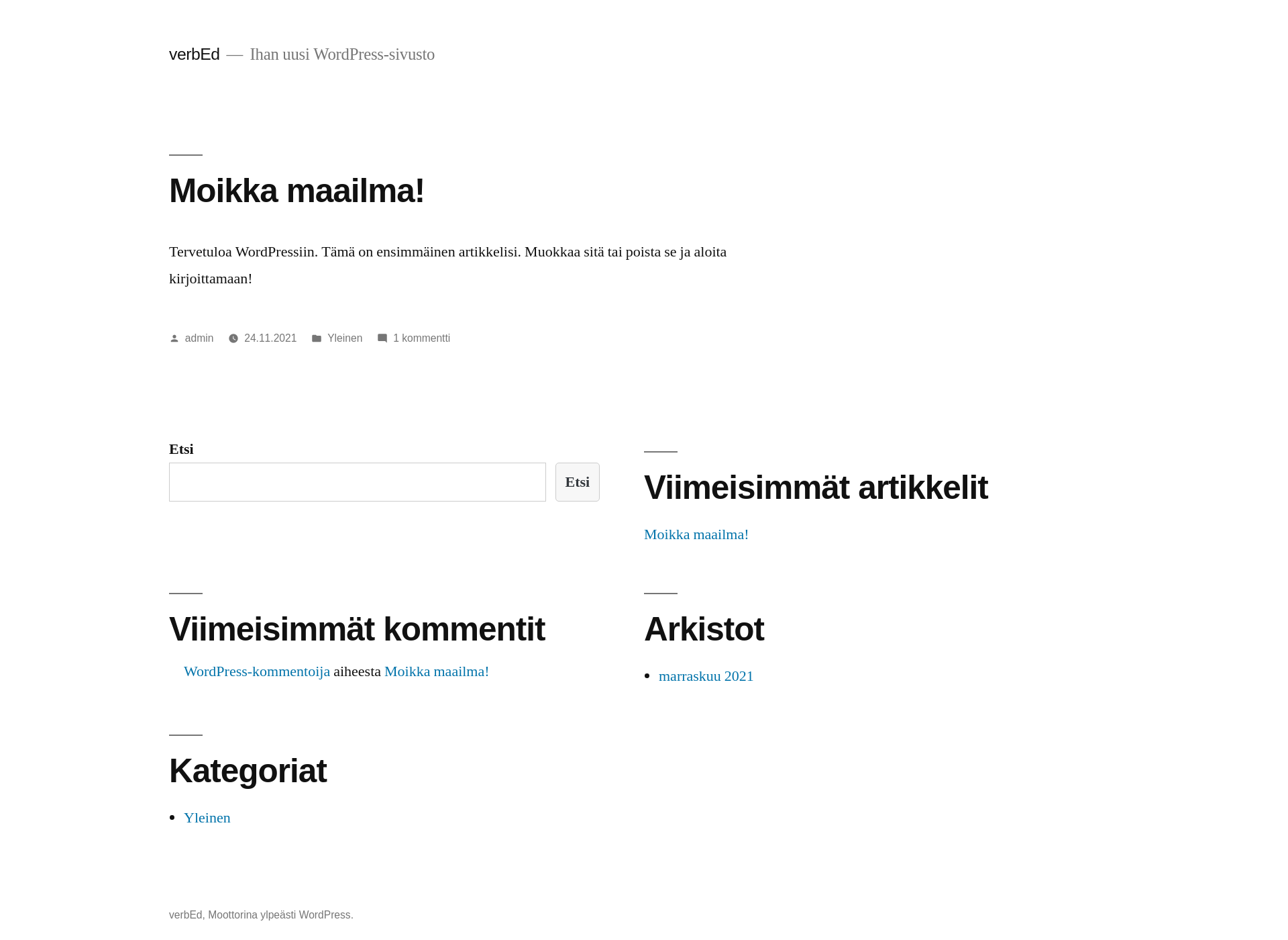 Skärmdump för verbed.fi