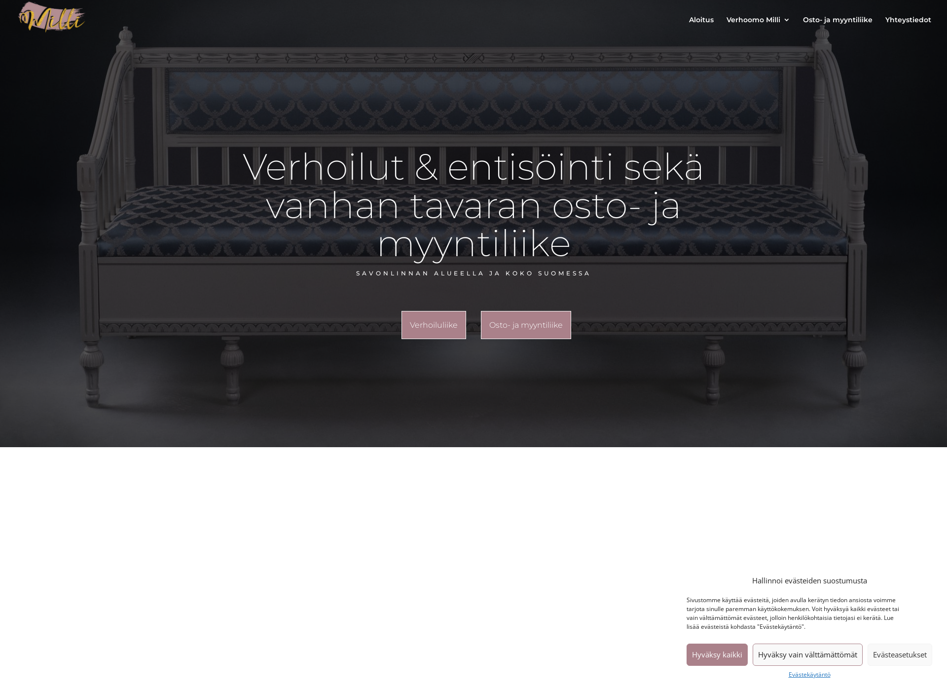 Skärmdump för verhoomomilli.fi