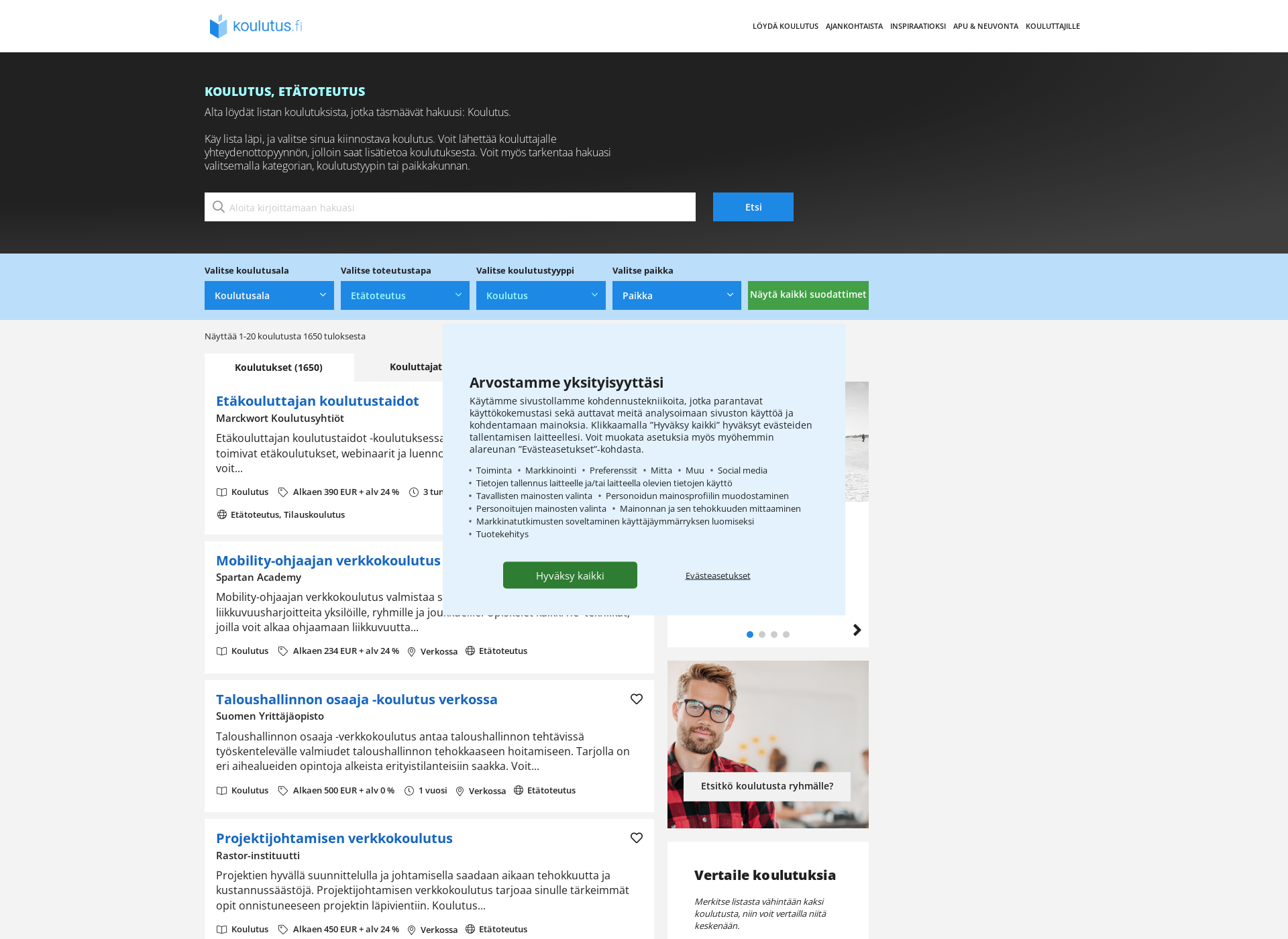 Screenshot for verkko-opetus.fi