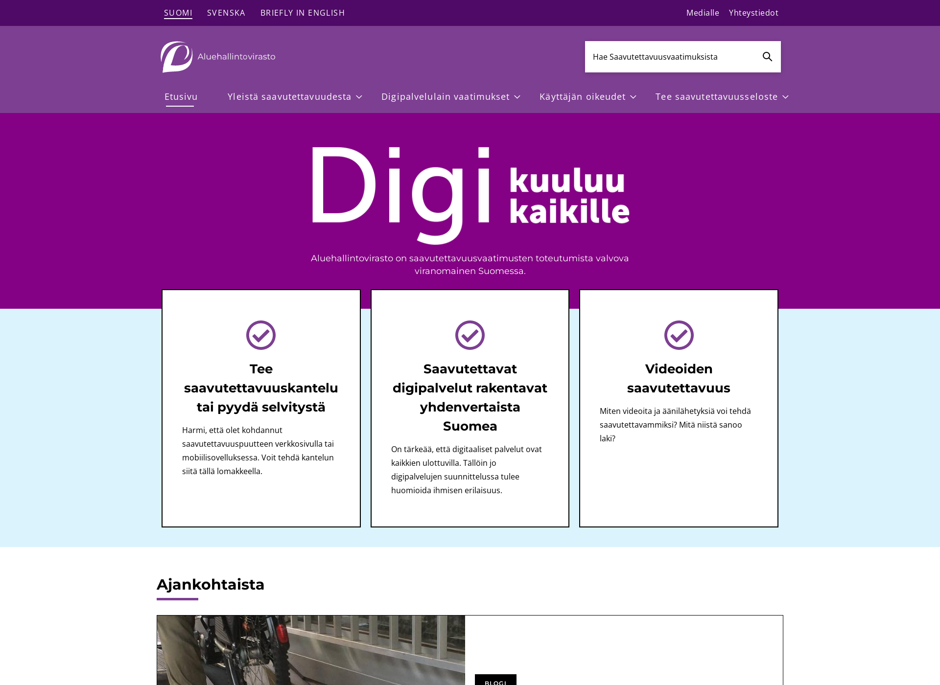 Screenshot for verkkosaavutettavuus.fi