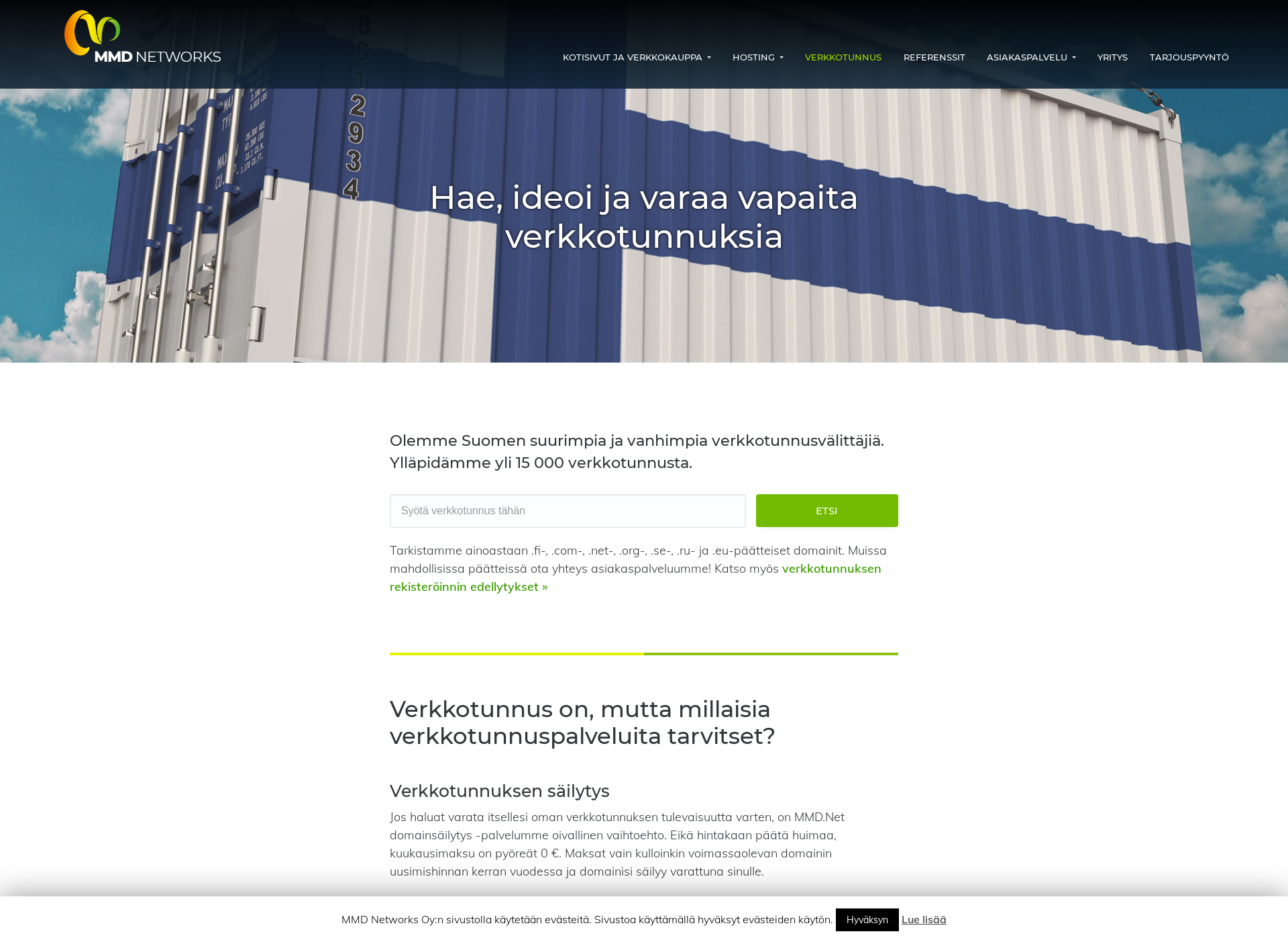 Screenshot for verkkotunnuksia.fi