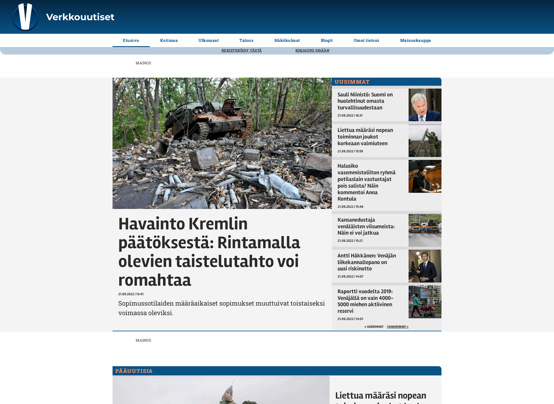 Screenshot for verkkouutiset.fi