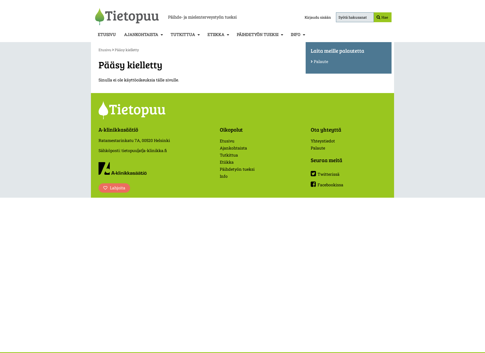 Skärmdump för verkottajahanke.fi