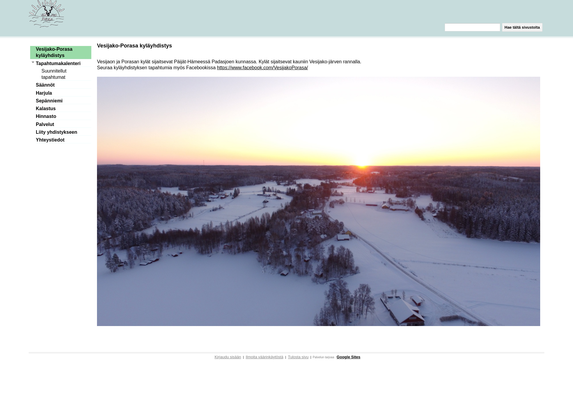 Skärmdump för vesijako-porasa.fi