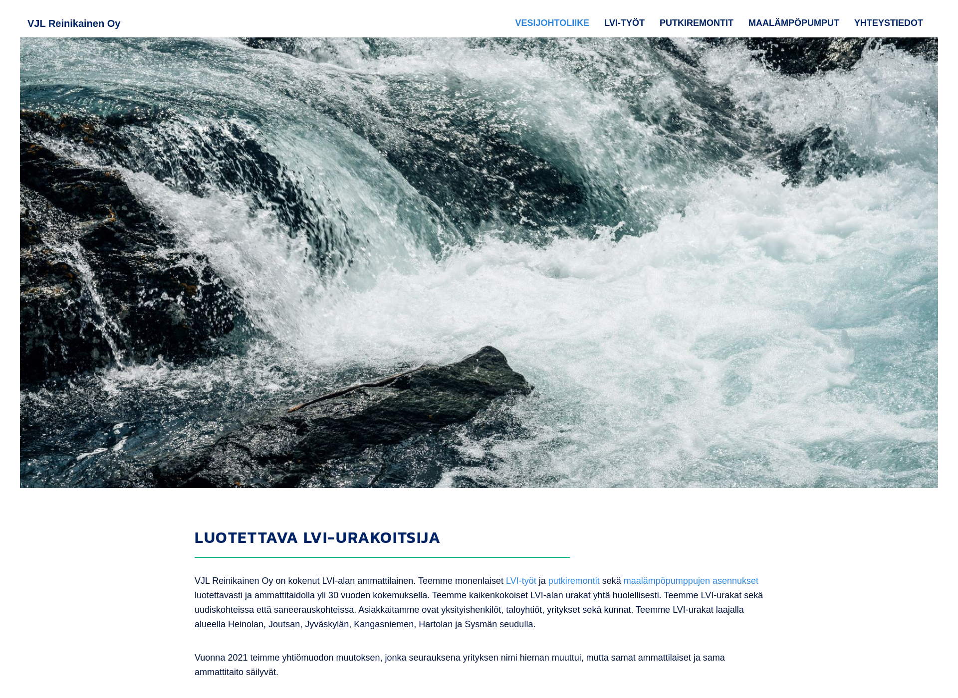 Skärmdump för vesijohtoliikereinikainen.fi